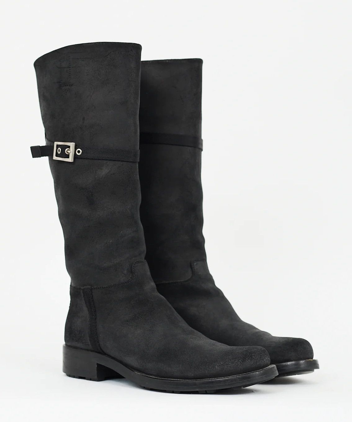 Prada PRADA Boots Black Aged Leather Buckle Riding Size 36 Size US 6 / IT 36 - 1 Thumbnail