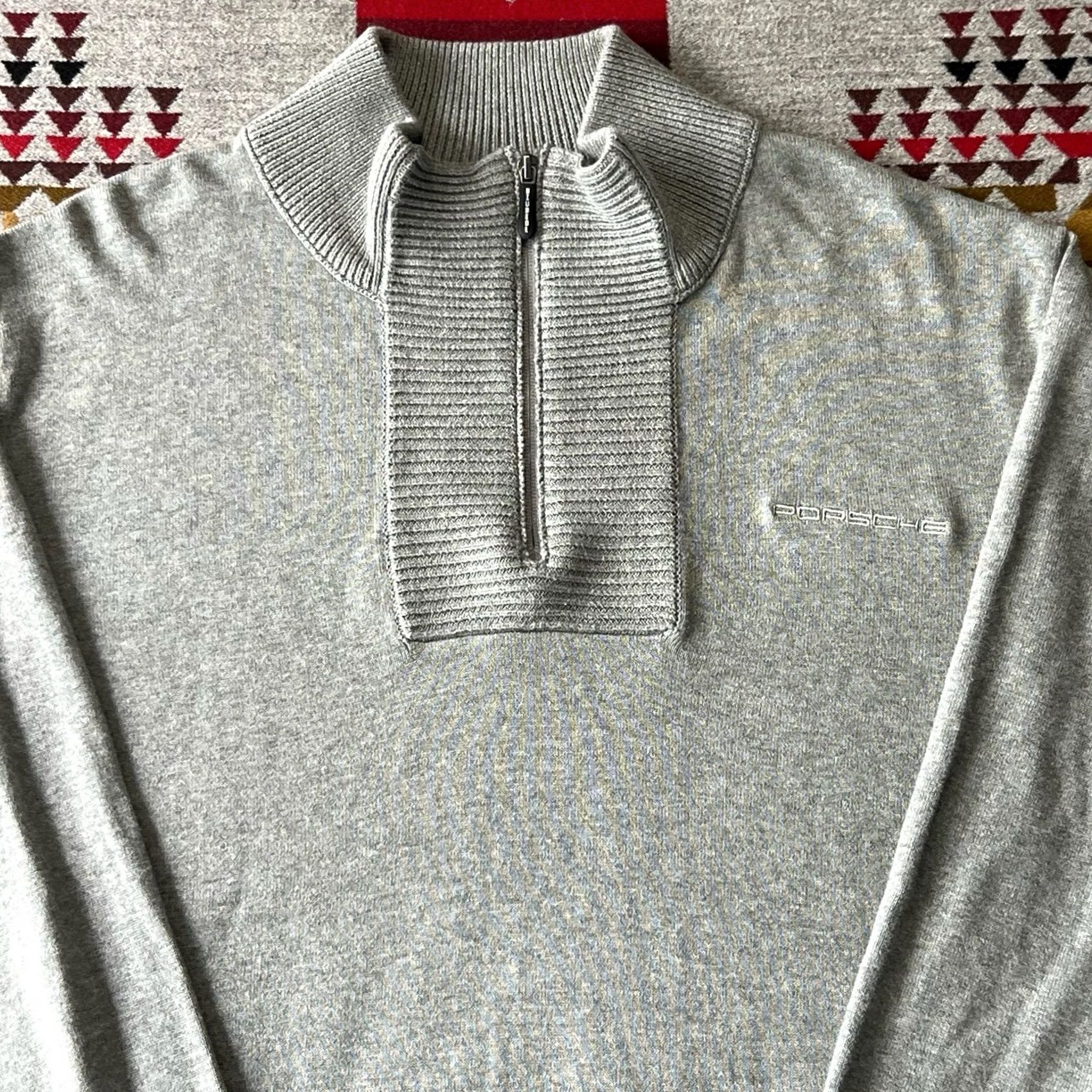 Vintage Porsche Sweater Mens 2XL Gray Herren 1/4 Zip Pullover Embroidered B9 Size US XXL / EU 58 / 5 - 6 Thumbnail