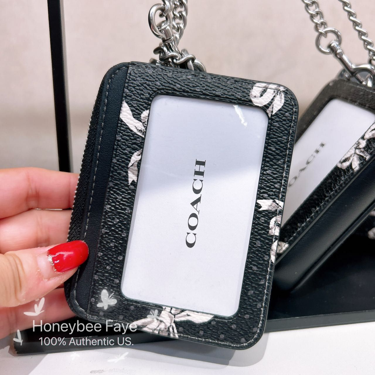 Coach Zip Card Case With Bow Print CZ466 Size ONE SIZE - 3 Thumbnail