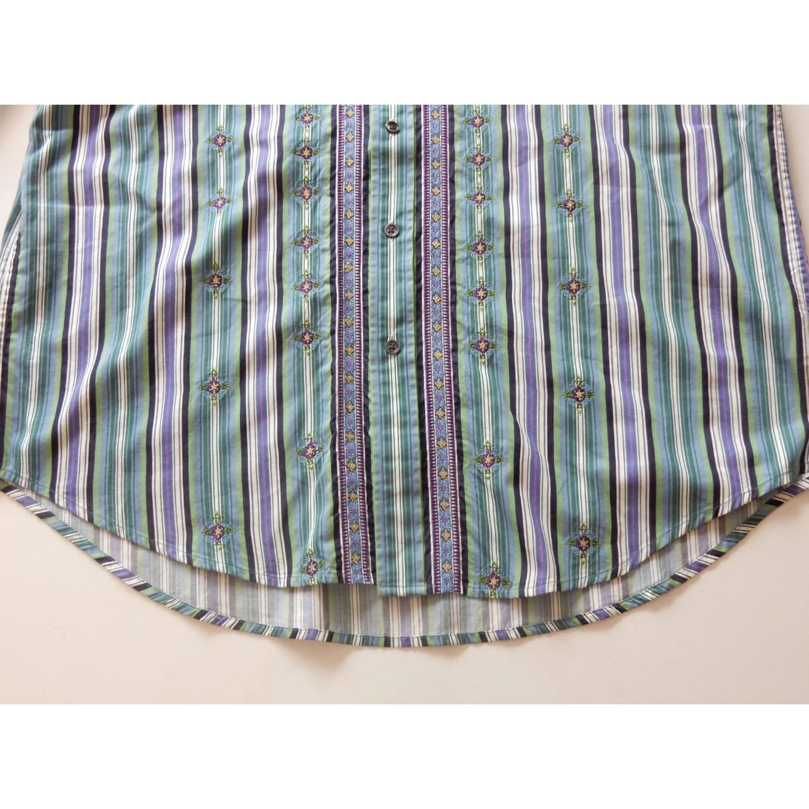 Robert Graham Robert Graham Shirt 2XL Button-Up Long Sleeve Embroidered Green Cotton Mens Size US XXL / EU 58 / 5 - 2 Thumbnail