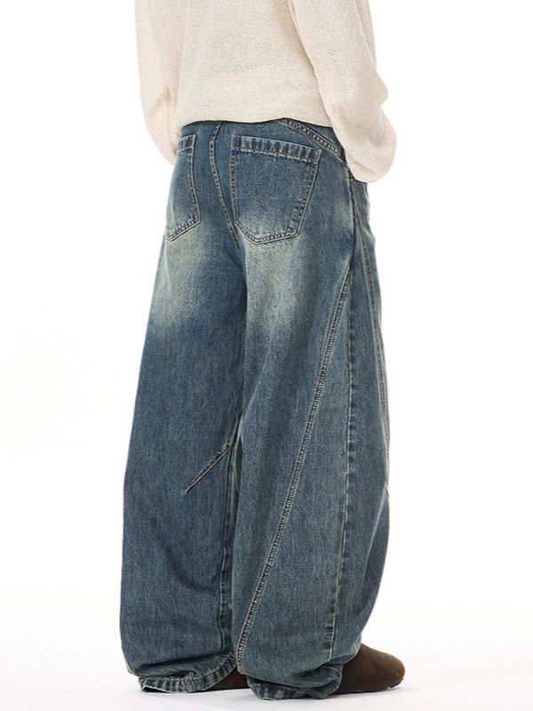 Jean Vintage loose washed patchwork scimitar straight jeans Size US 32 / EU 48 - 4 Thumbnail