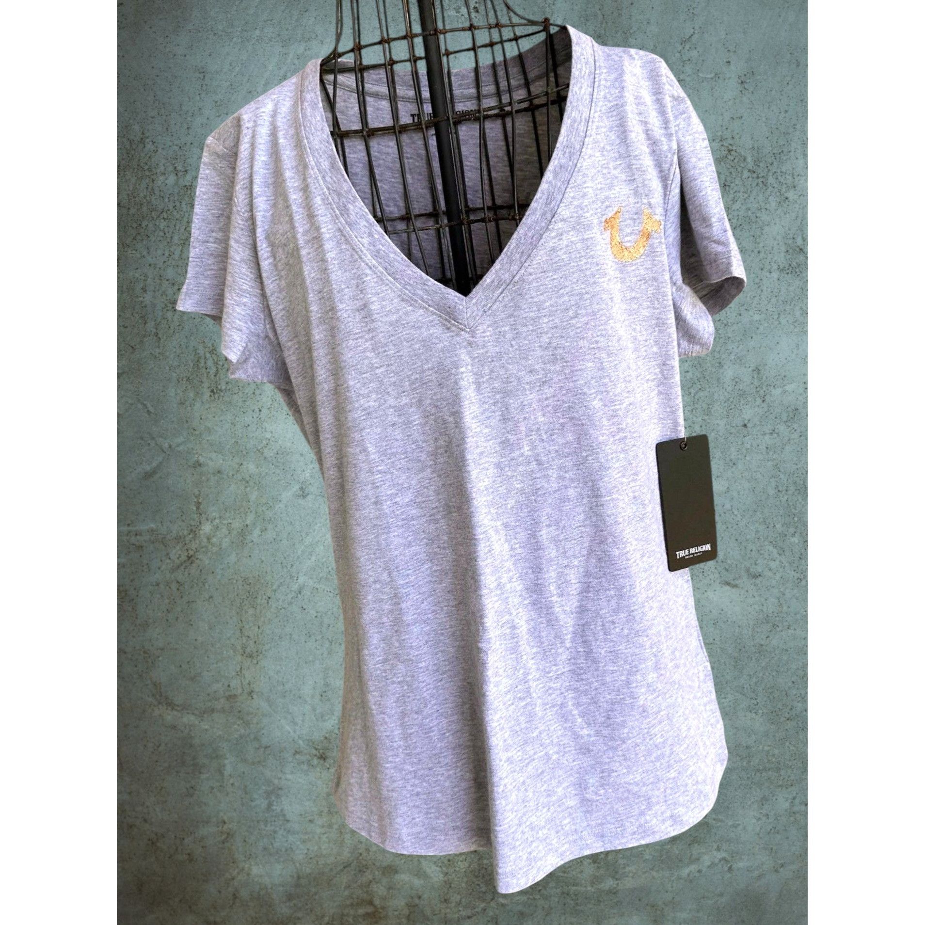 True Religion NWT True Religion Foil Logo Tee Top Large Heather Gray Horse Size L / US 10 / IT 46 - 7 Thumbnail