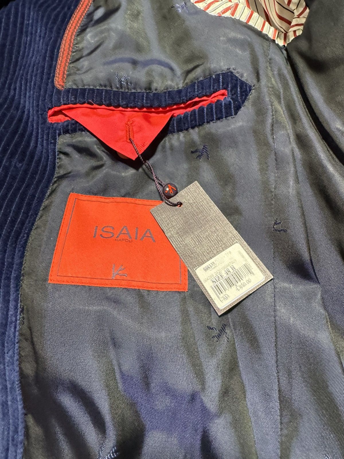 Isaia Napolii Isaia Napoli Men’s Blue Corduroy Overcoat Size US M / EU 48-50 / 2 - 8 Thumbnail
