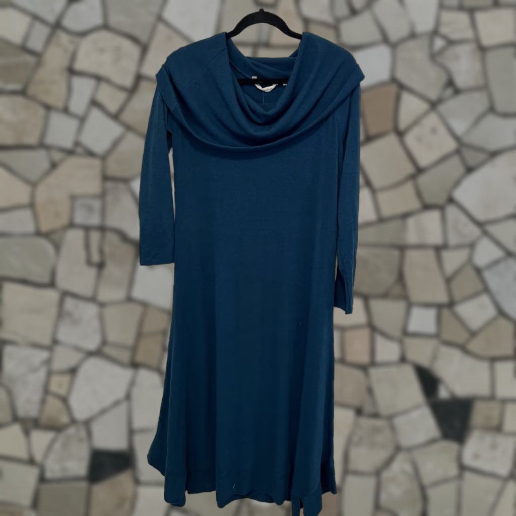 SOFT SURROUNDINGS Paula Midi Dress NWT L Green Blouson Turtleneck Long Sleeve Pullover Casual Vintage No (if not allowed)