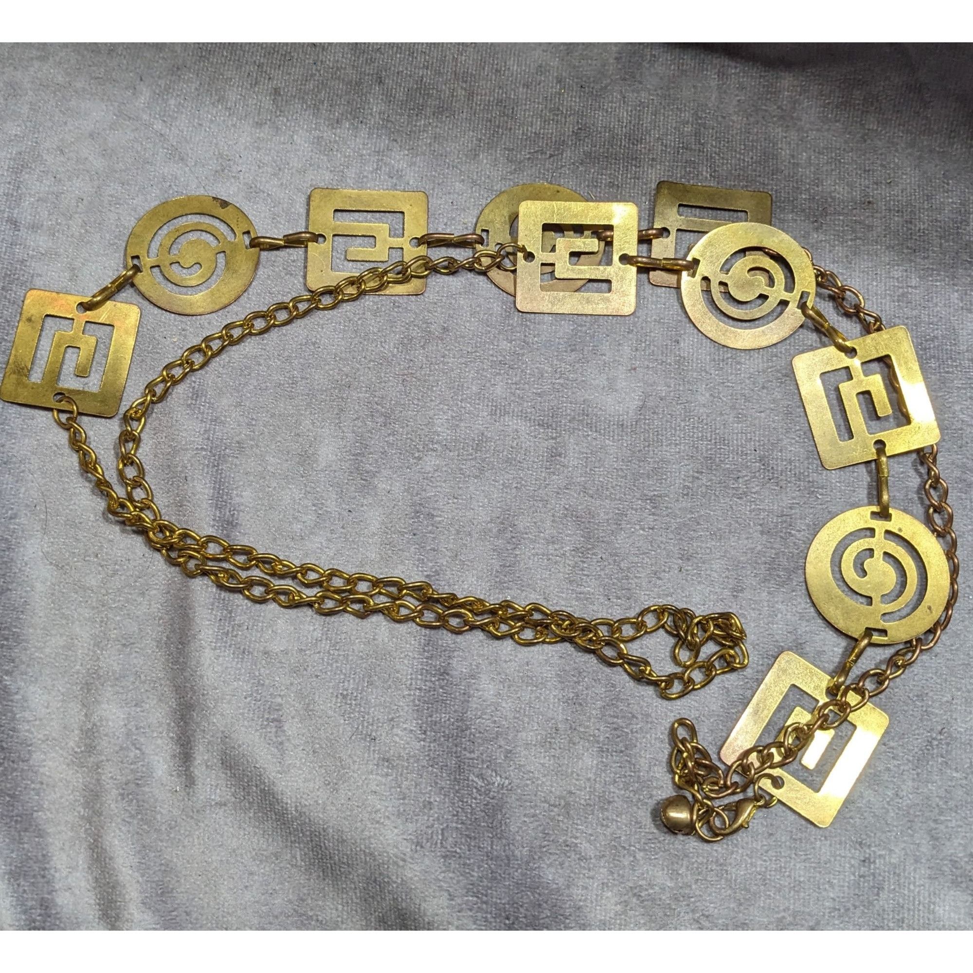 Other Vintage Chunky Geometric Link Chain Necklace Gold Tone With Size ONE SIZE - 8 Thumbnail