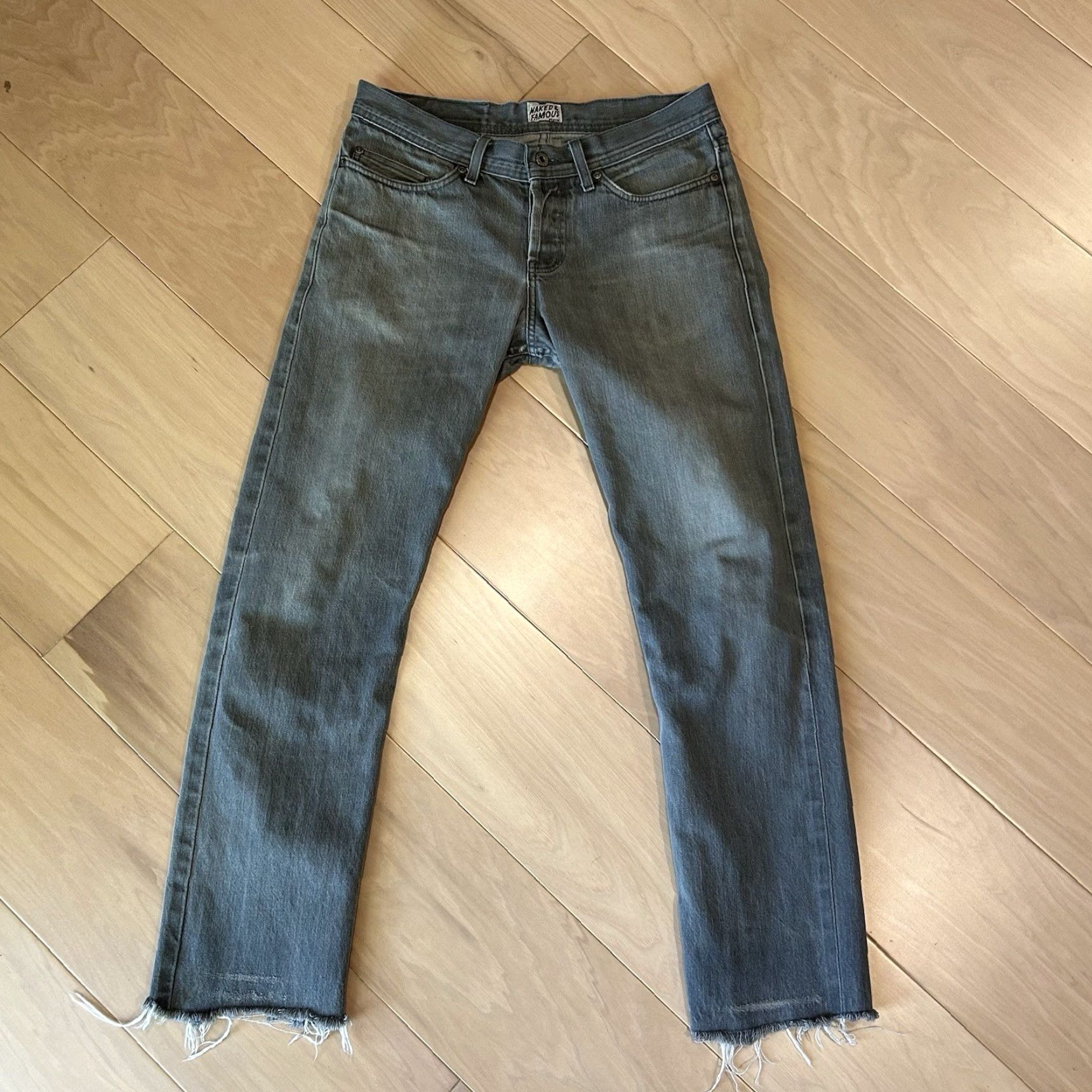 Vintage Naked & Famous Weird Guy Grey Selvedge Jeans Distressed Men's 31 Size US 31 - 2 Thumbnail
