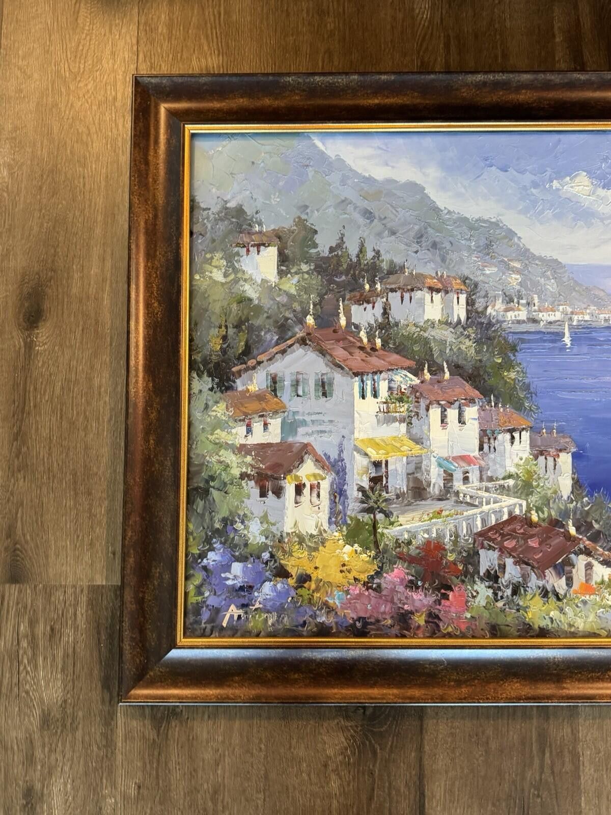 Other Original Signed Oil Painting Mediterranean Coastal Village S Size ONE SIZE - 4 Thumbnail