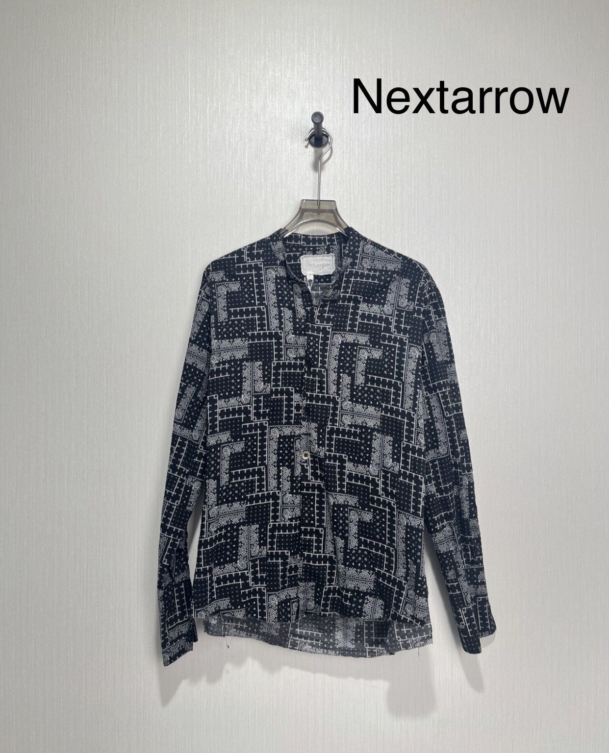 Greg Lauren Greg Lauren GL Cashew Flower Collarless Black and Grey Shirt Size US M / EU 48-50 / 2 - 1 Thumbnail