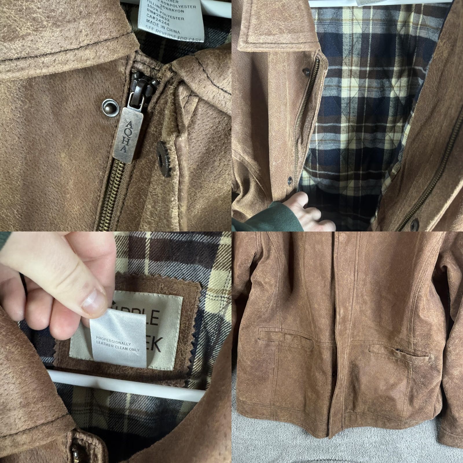 Vintage Cripple Creek Mens Leather Bomber Jacket AQHA World Championship Show Judge Embroidered Patch Brown L Jacket/Coat Size US L / EU 52-54 / 3 - 8 Thumbnail