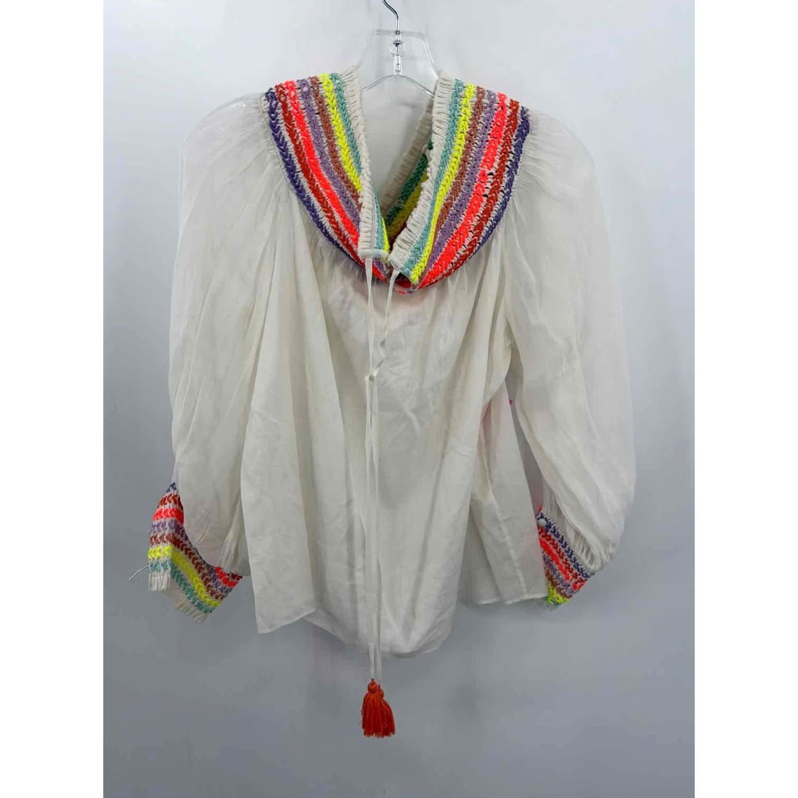 Alice + Olivia Pre-Owned Alice + Olivia White Size Medium Long Sleeve Blouse Size M / US 6-8 / IT 42-44 - 2 Thumbnail