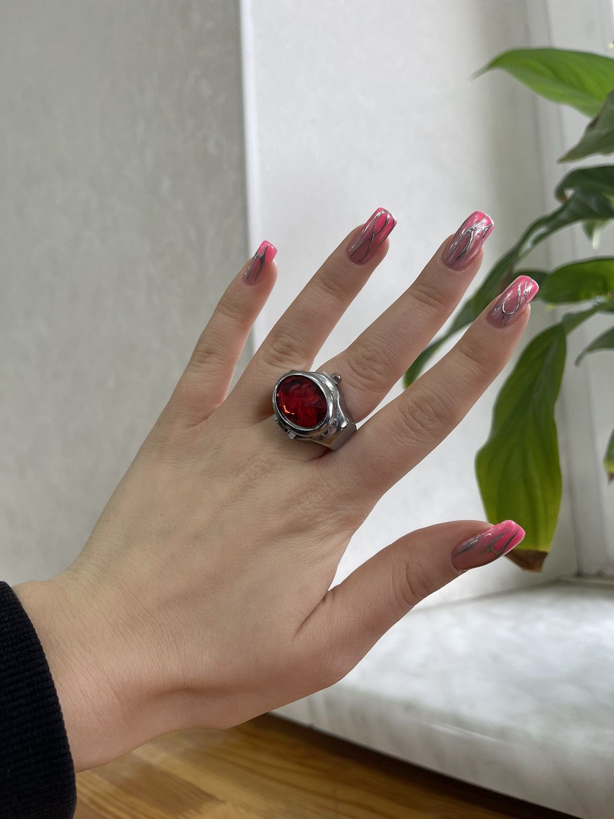 Vintage Watch ring avant-garde style red stone hype Size ONE SIZE - 3 Thumbnail