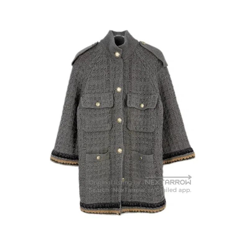 Chanel Chanel Grey gold buttoned epaulette cashmere dress Size XS / US 0-2 / IT 36-38 - 1 Thumbnail