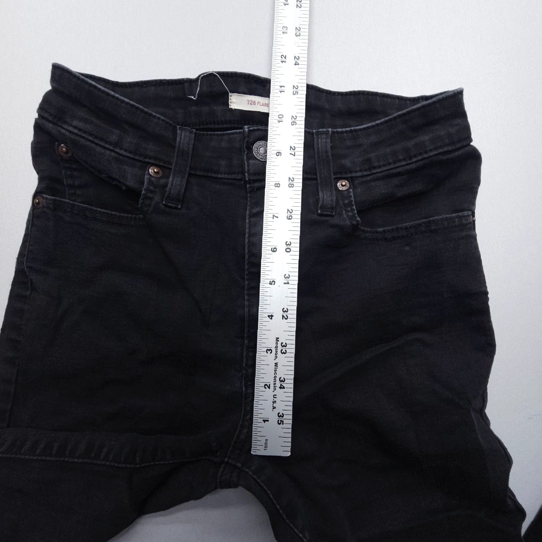 Levi's Levi's 726 Jeans Flare Regular Size 29 Dark Black Denim 5-Pocket Bohemian Festival Vintage-Style Womens Jeans Size 29" - 4 Thumbnail