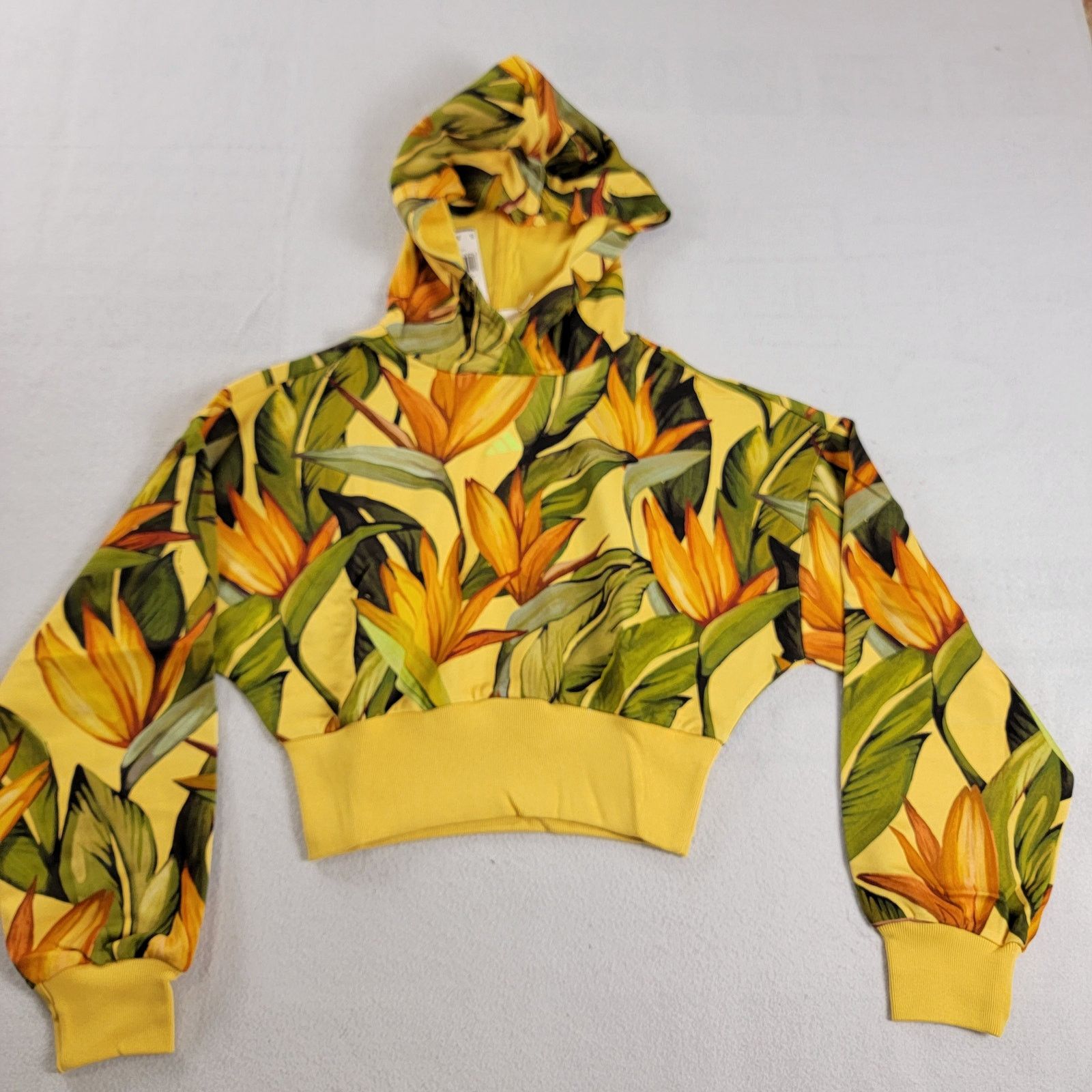 Adidas Adidas x Farm Rio Wmns Crop Top Hoodie Yellow Sz XL JD6282 Size XL / US 12-14 / IT 48-50 - 1 Thumbnail