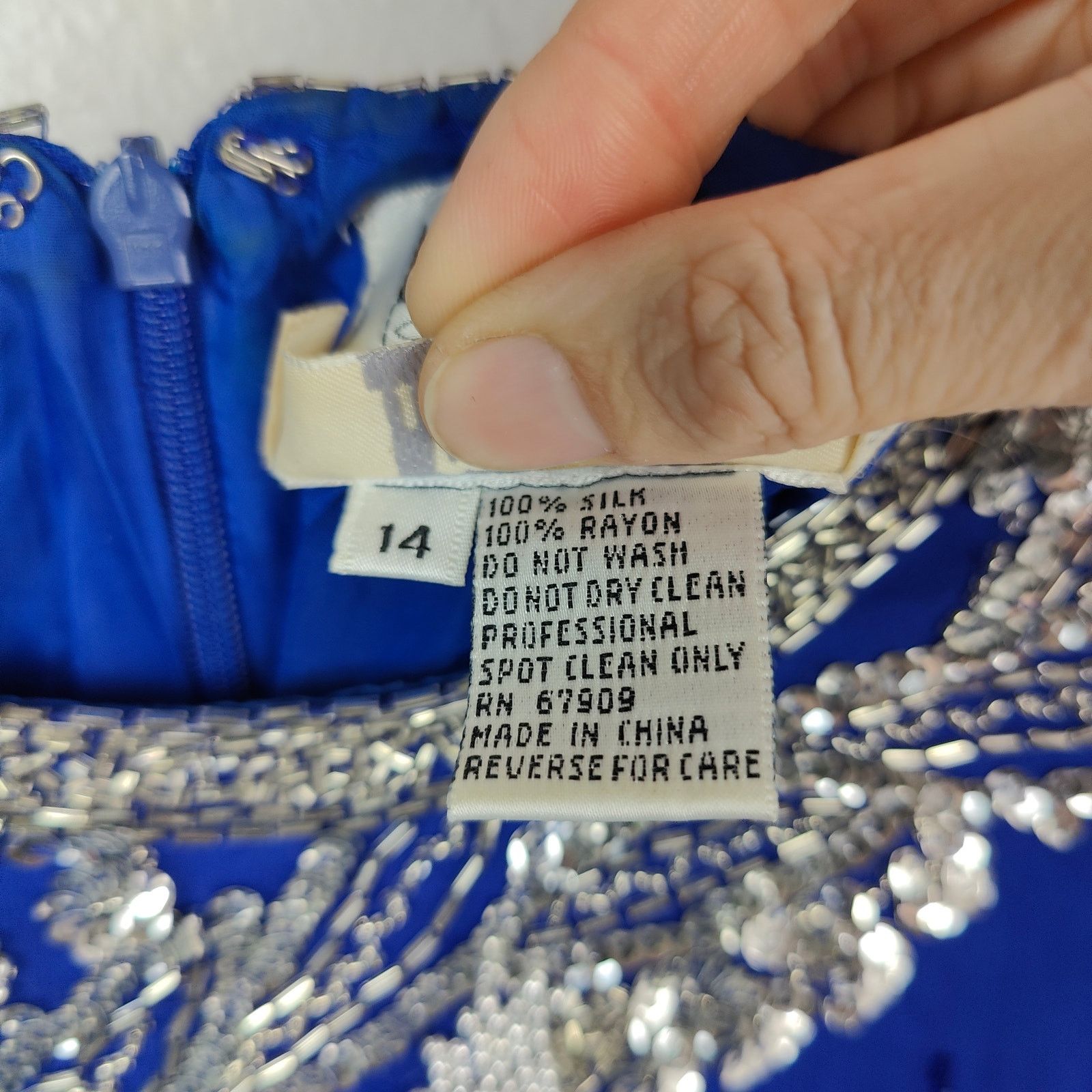 Other Vintage Nite Line I.Magnin Silk Beaded Top Womens 14 Blue Size XL / US 12-14 / IT 48-50 - 8 Thumbnail