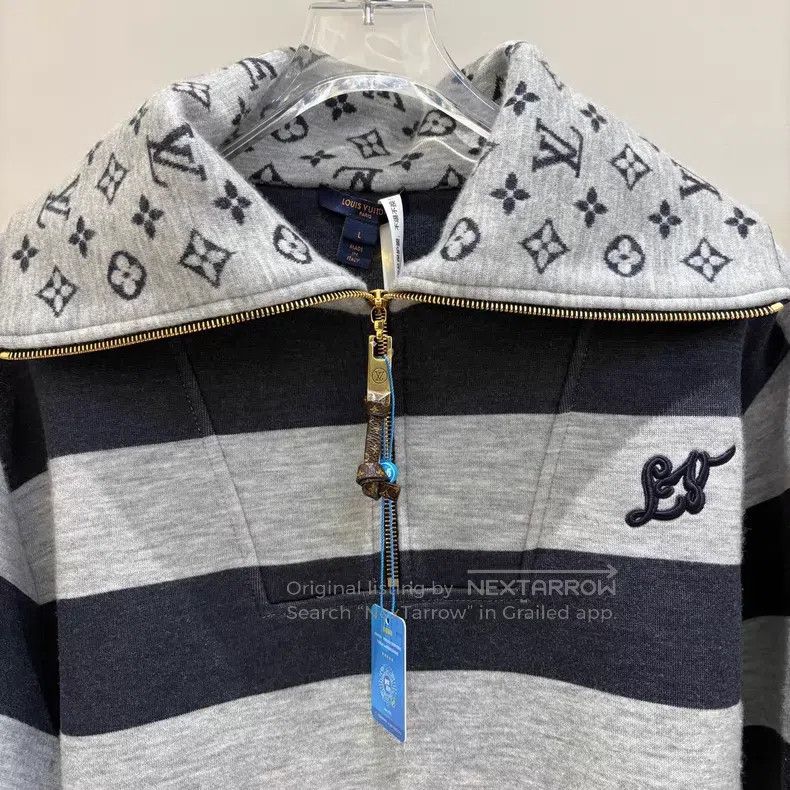 Louis Vuitton Louis Vuitton Striped zip coat collar monogrammed Logo pri Size US L / EU 52-54 / 3 - 3 Thumbnail