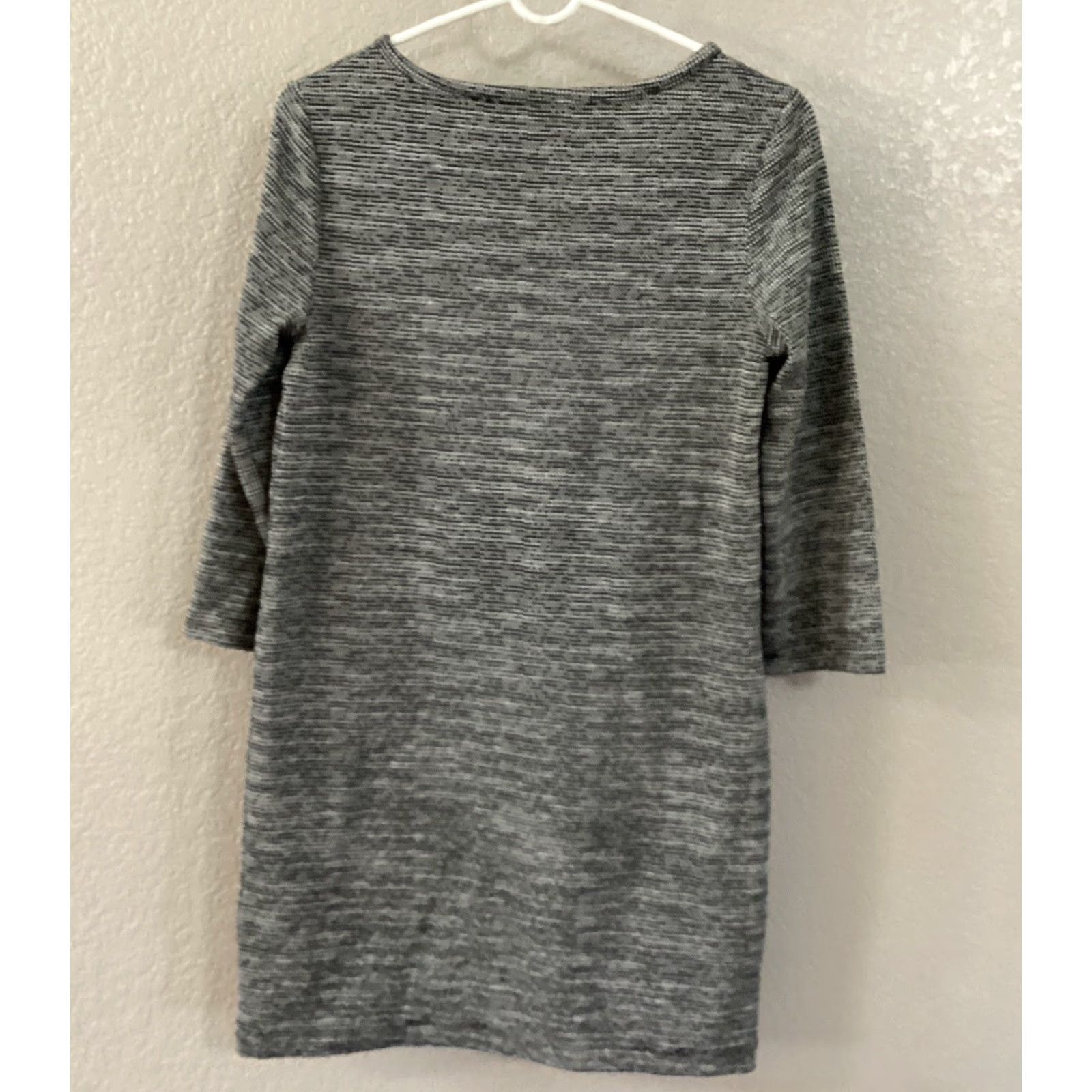 Vintage Vittadini Adrienne Dress Women M Black White Textured 3/4 Sleeve Pocketed Shift Knee-Length Pockets Size M / US 6-8 / IT 42-44 - 2 Thumbnail