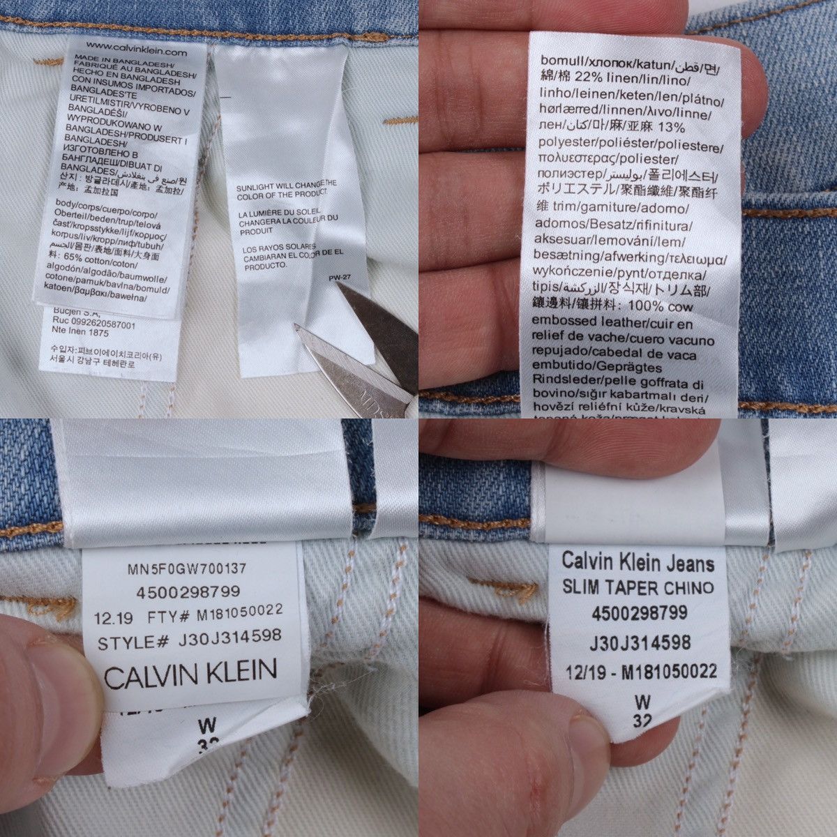 Calvin Klein × Designer Calvin Klein Jeans Light Blue Slim Taper Chino Style Jeans Size US 32 / EU 48 - 23 Thumbnail