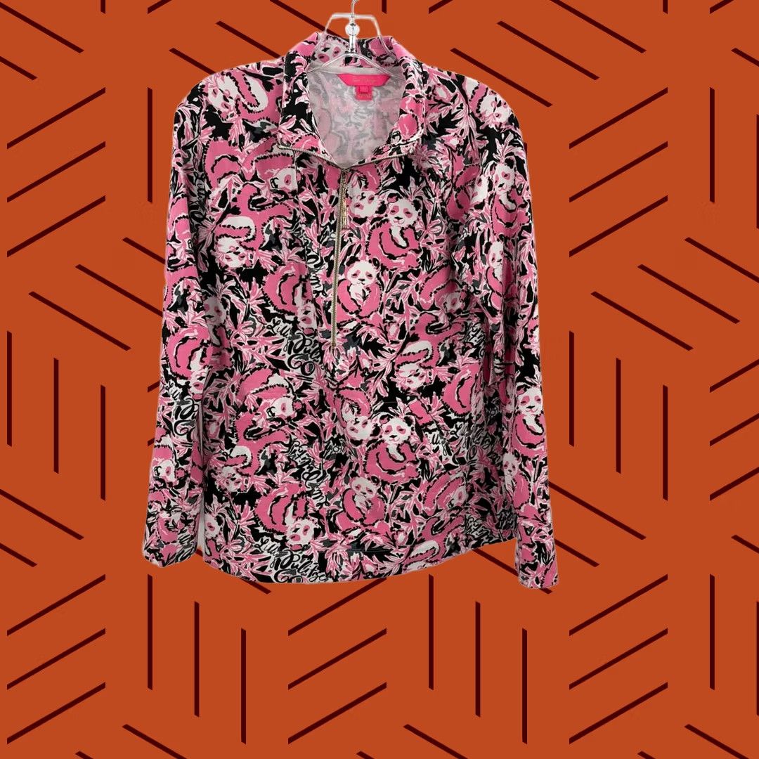 Lilly Pulitzer Lilly Pulitzer Pink Size Small Pandas Zip Front Sweatshirt Ladies Size S / US 4 / IT 40 - 1 Thumbnail