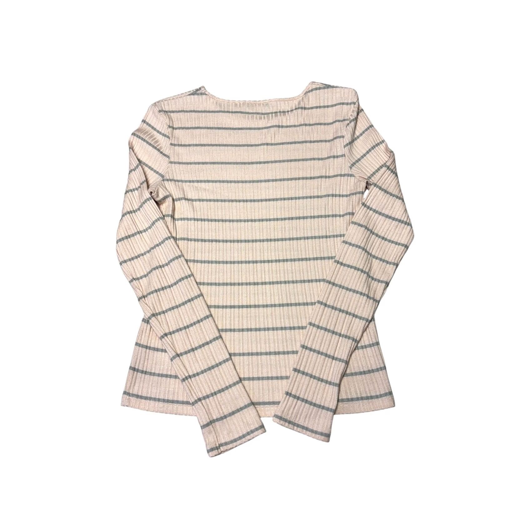 Vince Vince Womens Ribbed Long Sleeve Striped Top Pink Grey Crew Neck Size S Size S / US 4 / IT 40 - 4 Thumbnail