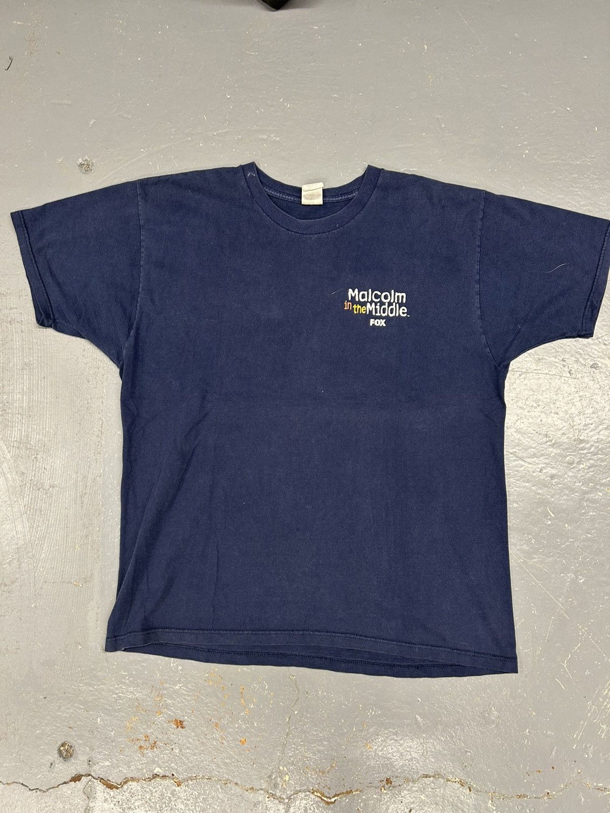 image of Movie x Vintage Crazy Vintage Y2K Malcolm In The Middle Promo Tee Shirt in Navy, Men's (Size XL)