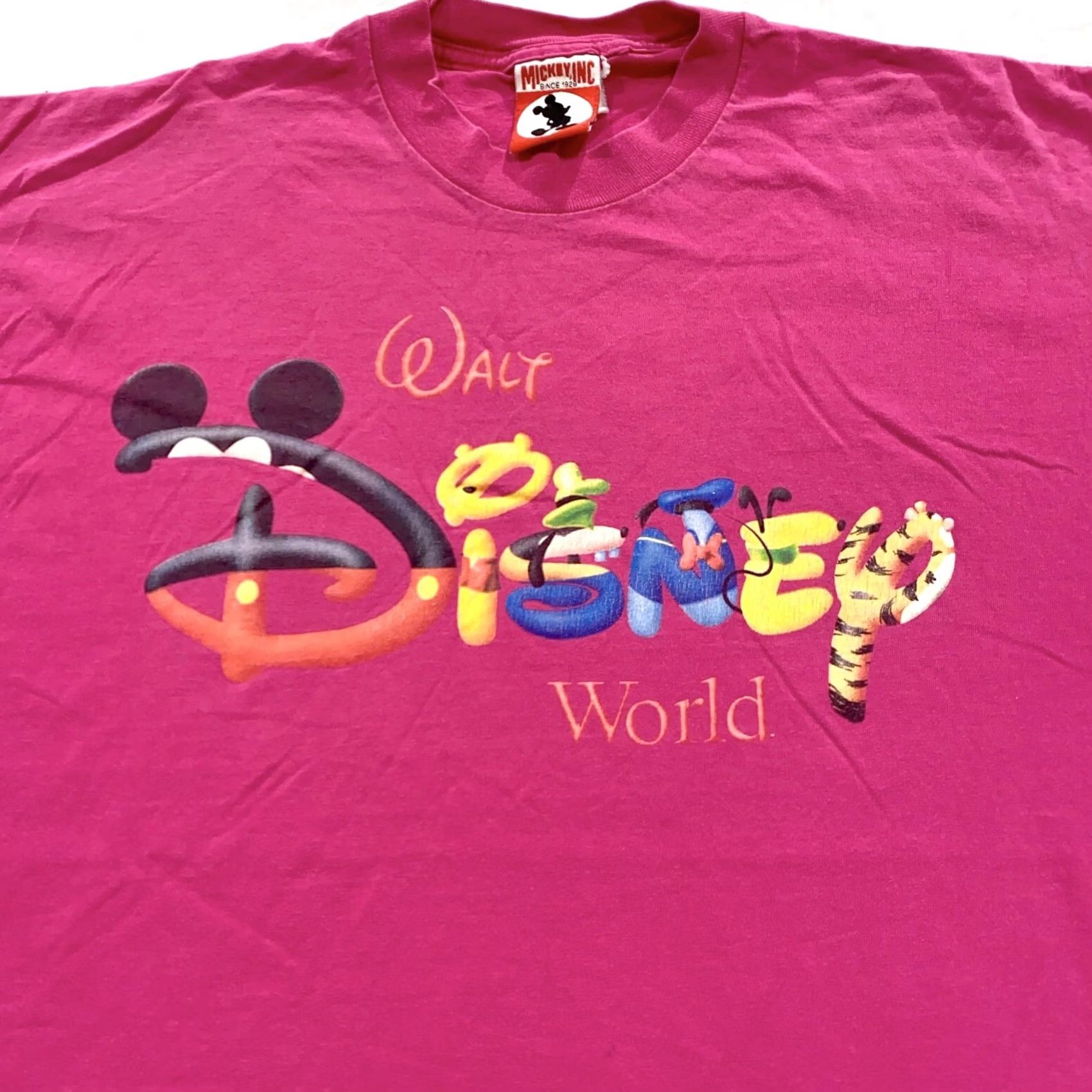 Disney VINTAGE Walt Disney World Cartoon T-Shirt Large/XL Men Pink 90s Mickey Mouse Tigger 80s 90s Cartoon Womens Men Boys Girls Size US L / EU 52-54 / 3 - 2 Thumbnail