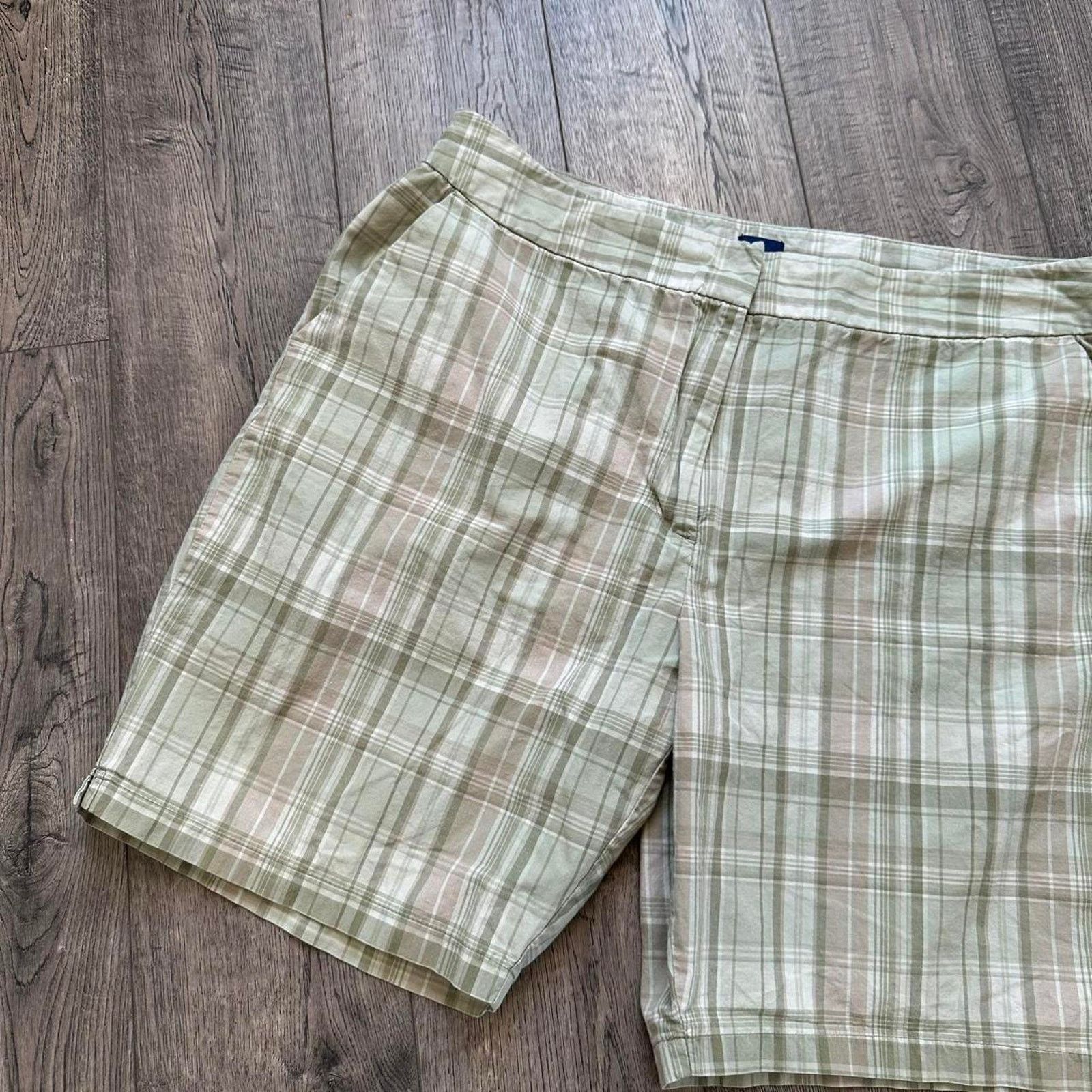 Vintage Vintage Pleated Plaid Gingham Cotton Shorts Size 35" - 3 Thumbnail