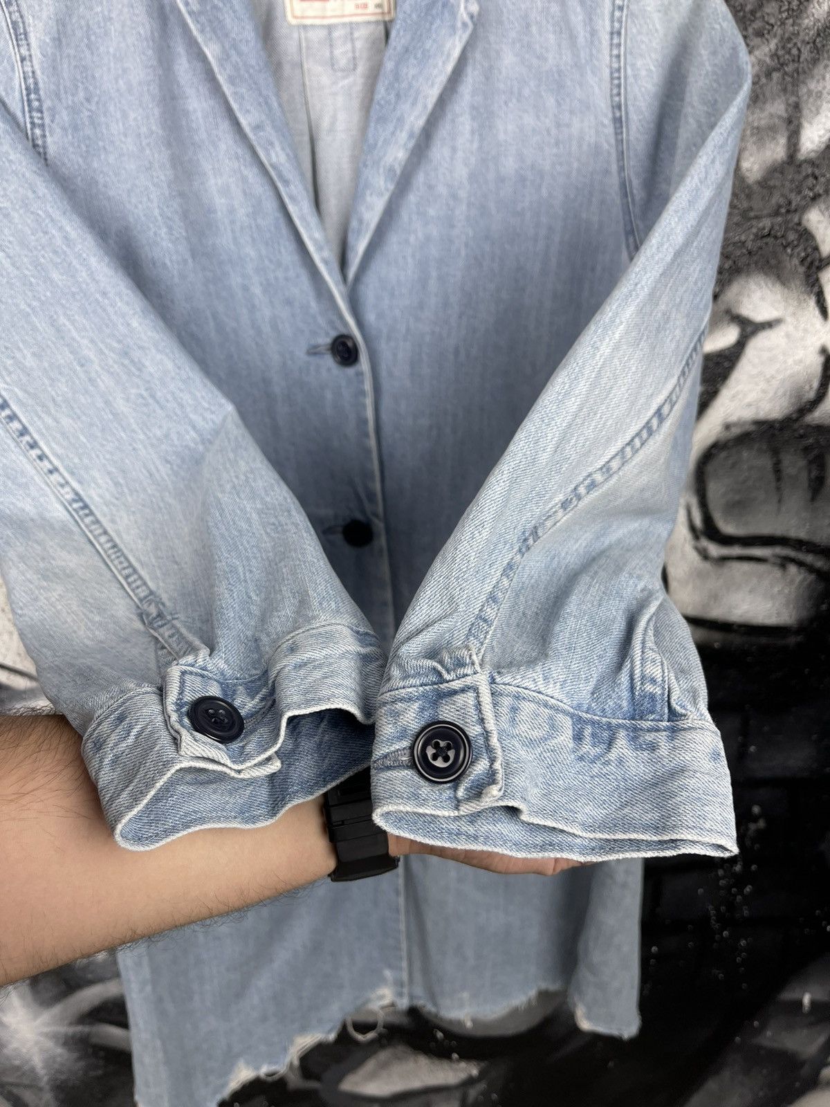Levi's Vintage Clothing Levi’s Washed Blue Denim Long Coat Women’s Jacket Size XS Size XS / US 0-2 / IT 36-38 - 9 Thumbnail