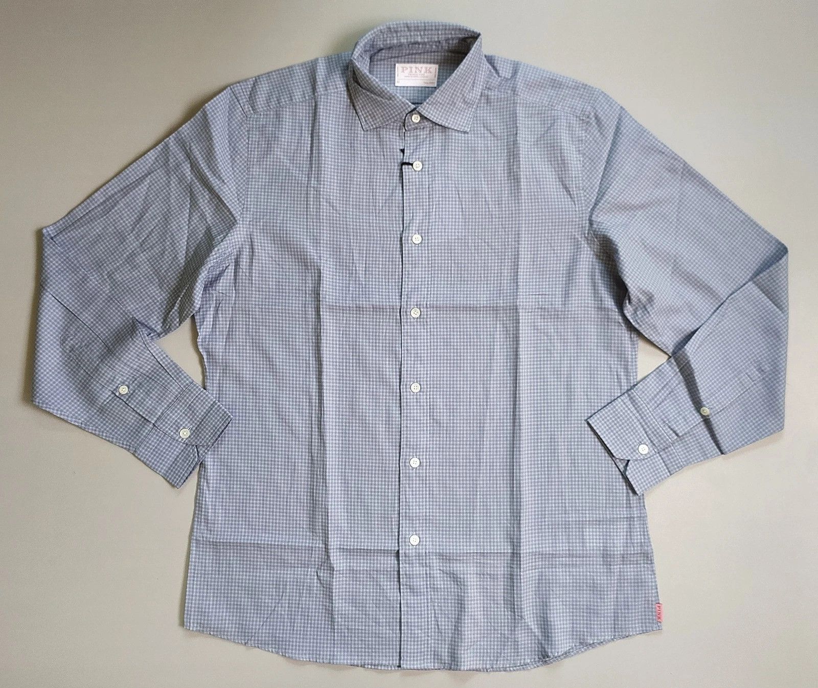 Thomas Pink Thomas Pink Tailored Fit Formal Mini Check Shirt T 0035 Size US M / EU 48-50 / 2 - 2 Thumbnail