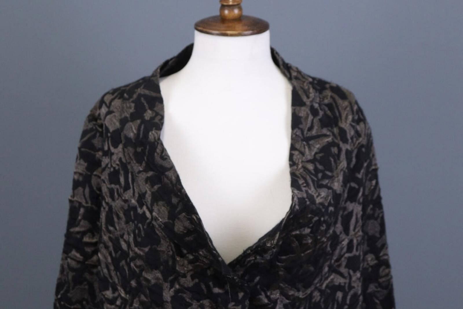 Designer Ischiko Black Lagenlook Wool Knit Cardigan Sweater US 12 Size XL / US 12-14 / IT 48-50 - 2 Thumbnail
