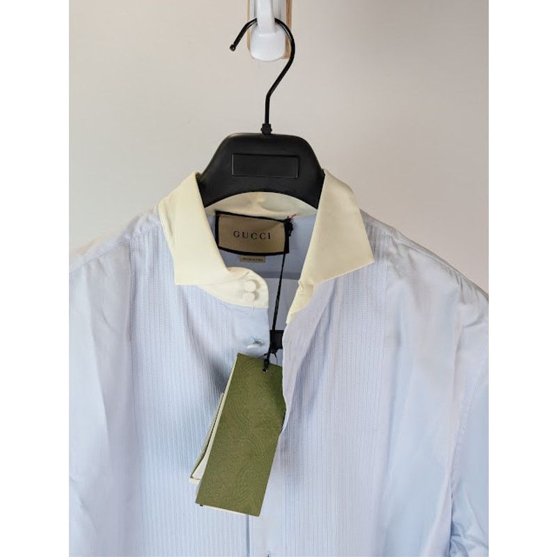 Gucci o1rshd1 Piece Dyed Popeline Boxy Shirt in Baby Blue / Mix Size US M / EU 48-50 / 2 - 8 Thumbnail