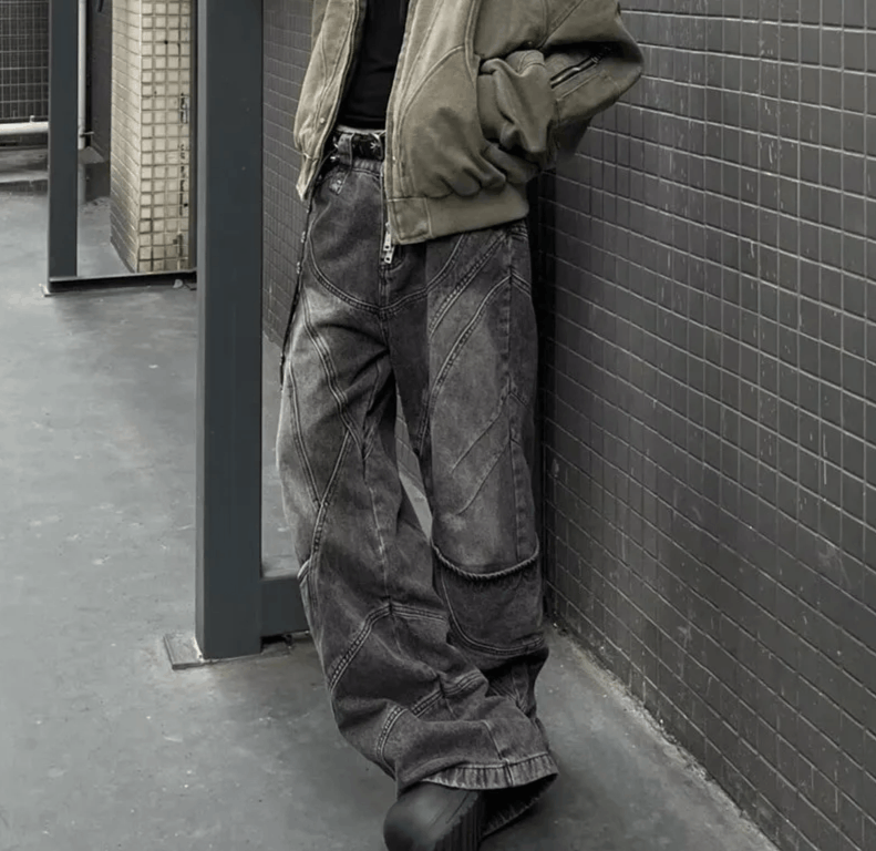 村上隆　Jacquard Denim Pants Takashi Murakami / kaikai kiki - Flowers and Skulls Jacquard