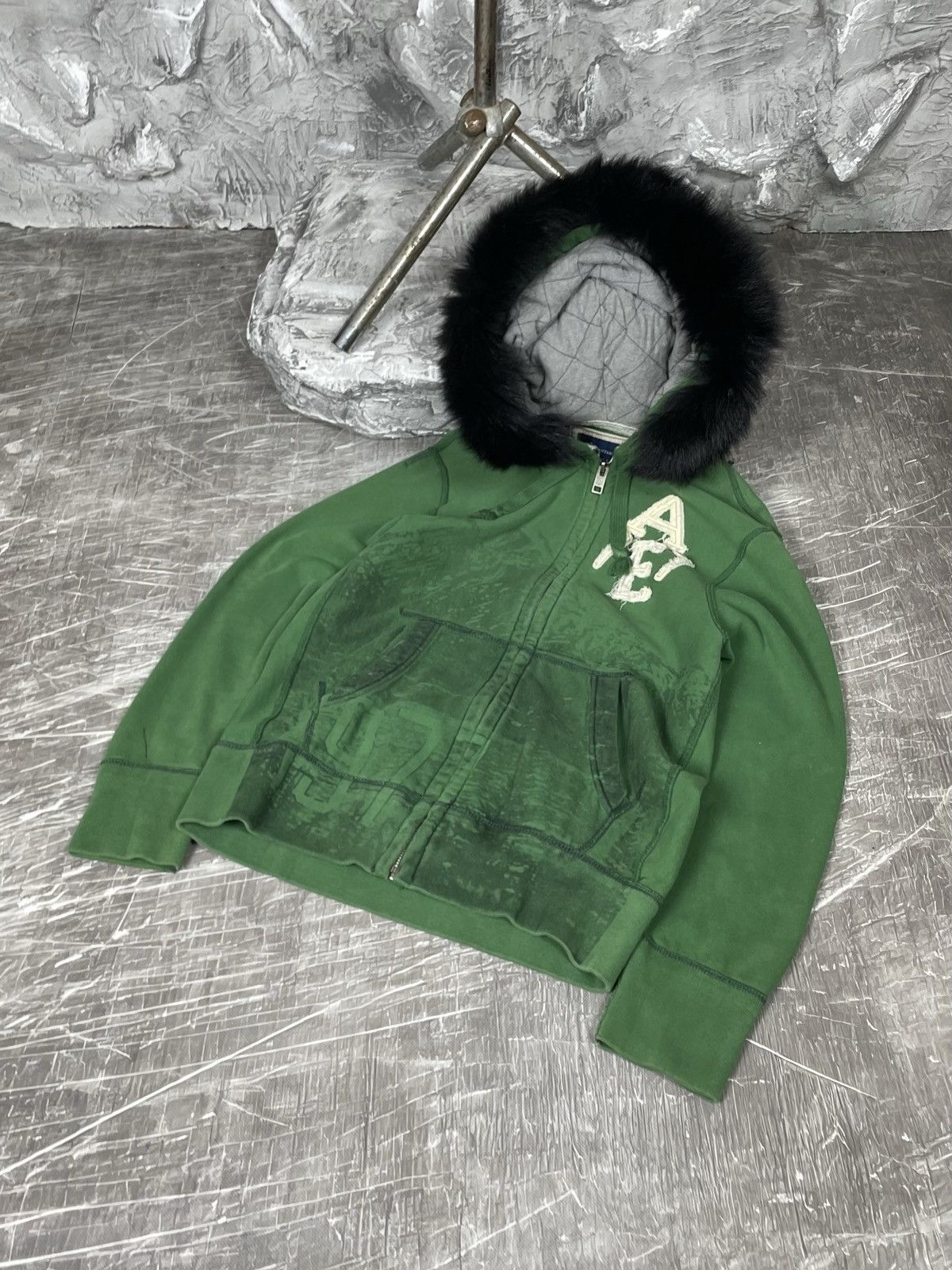 Abercrombie & Fitch × If Six Was Nine × Japanese Brand Abercrombie and Fitch Y2K Fur Hoodie Mountain Print Size US L / EU 52-54 / 3 - 3 Thumbnail