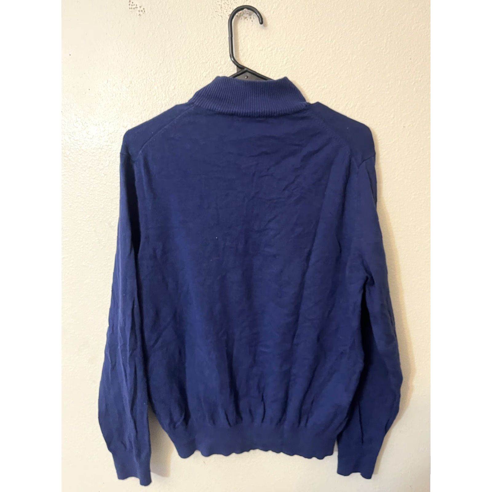 Izod Izod Solid Long Sleeve Pullover 1/4 Zip Blue M Men Size US M / EU 48-50 / 2 - 2 Thumbnail