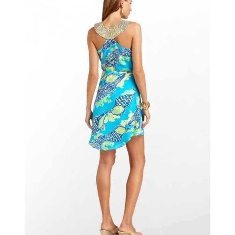 Lilly Pulitzer EUC Lilly Pulitzer Calissi Turquoise Sound the Horn Dress XS Size XS / US 0-2 / IT 36-38 - 3 Thumbnail