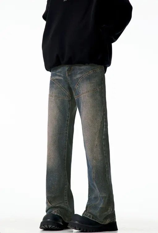 VIBE Men's vintage washed distressed American style bootcut jeans Size US 32 / EU 48 - 3 Thumbnail