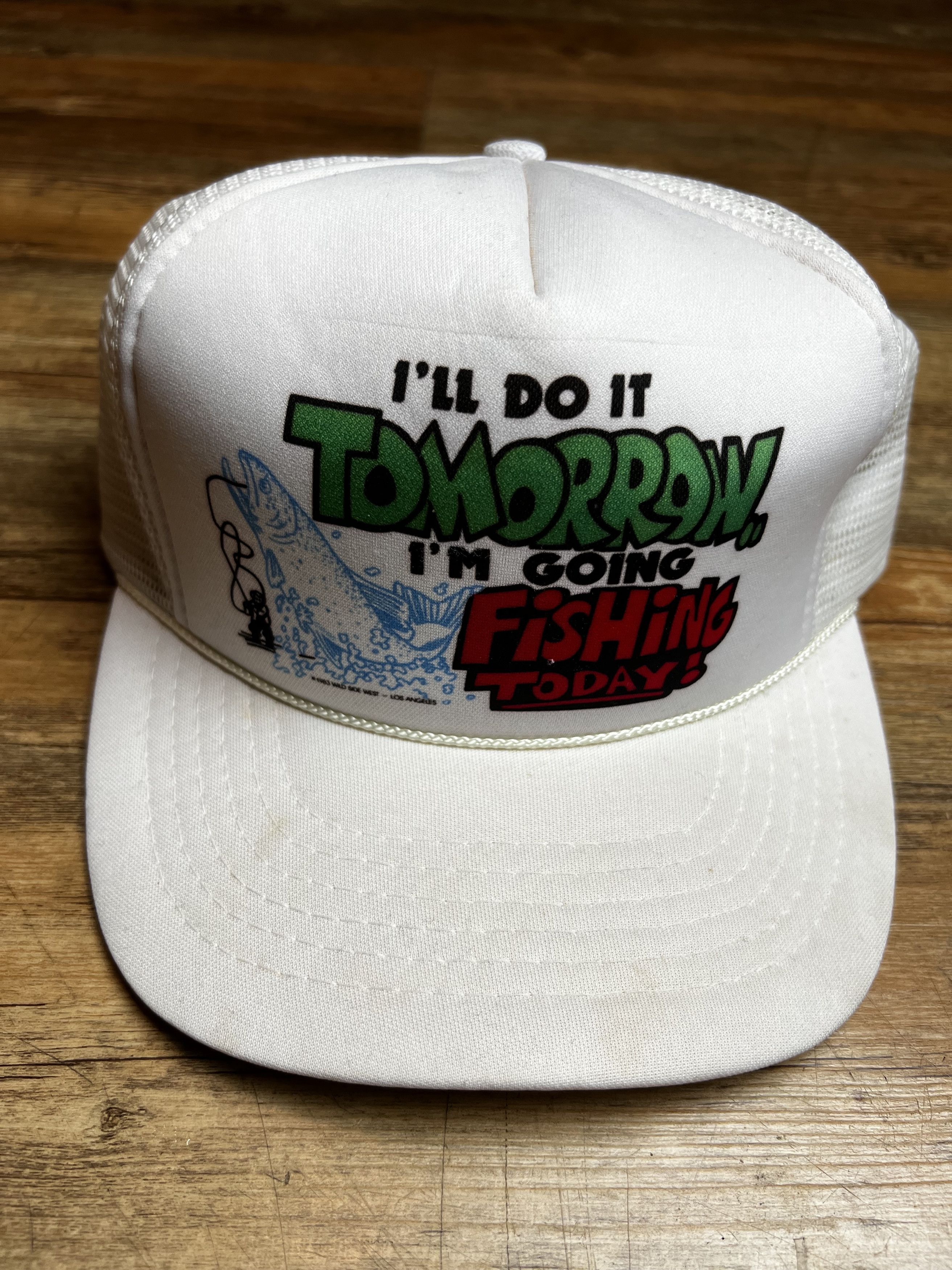 Vintage Vintage 1980's "...Going Fishing" Novelty Humor Snapback Cap Size ONE SIZE - 1 Thumbnail