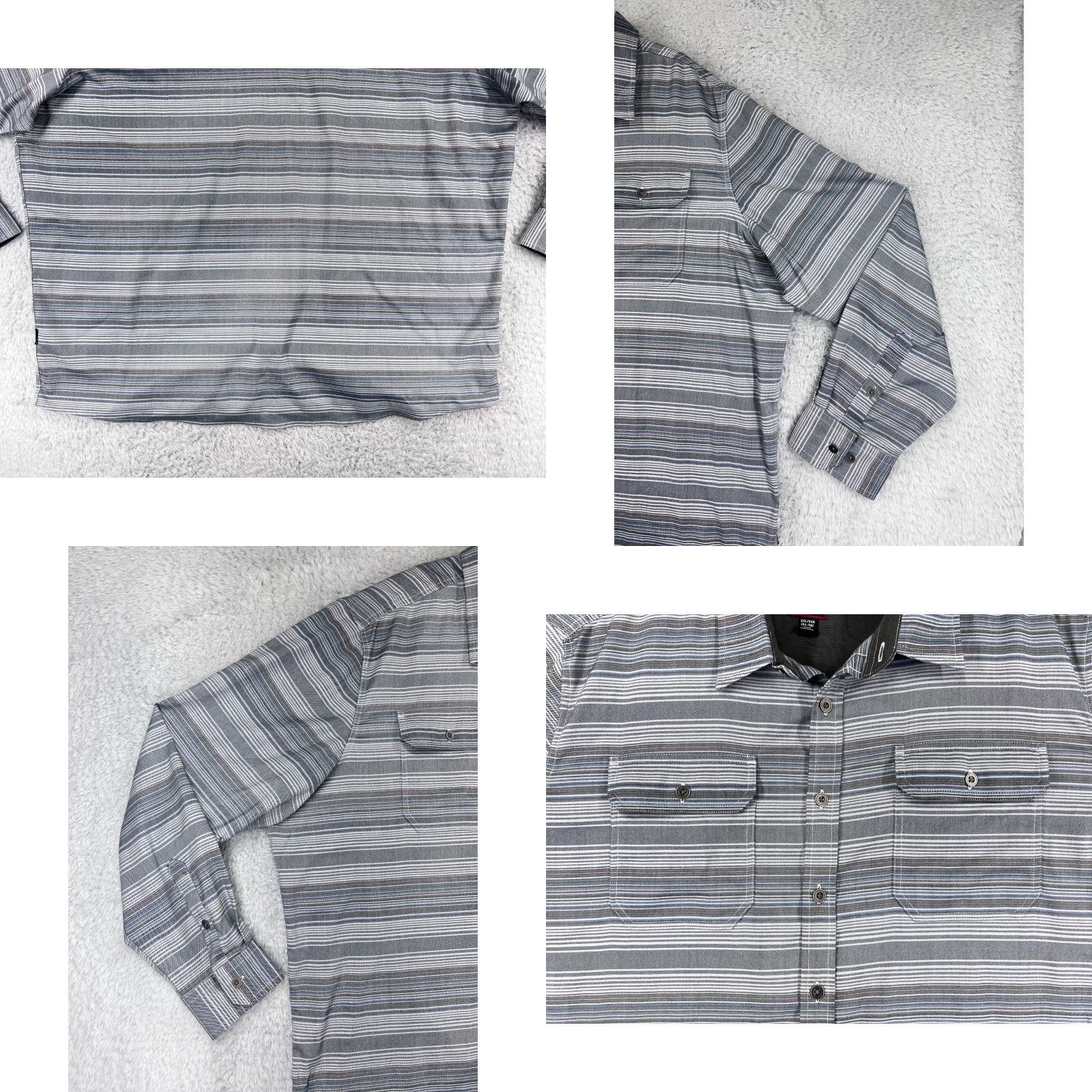 Vintage Swiss+Tech Shirt Men 3XL Gray Striped Long Sleeve Button Up Polyester Blend Size US XXL / EU 58 / 5 - 8 Thumbnail