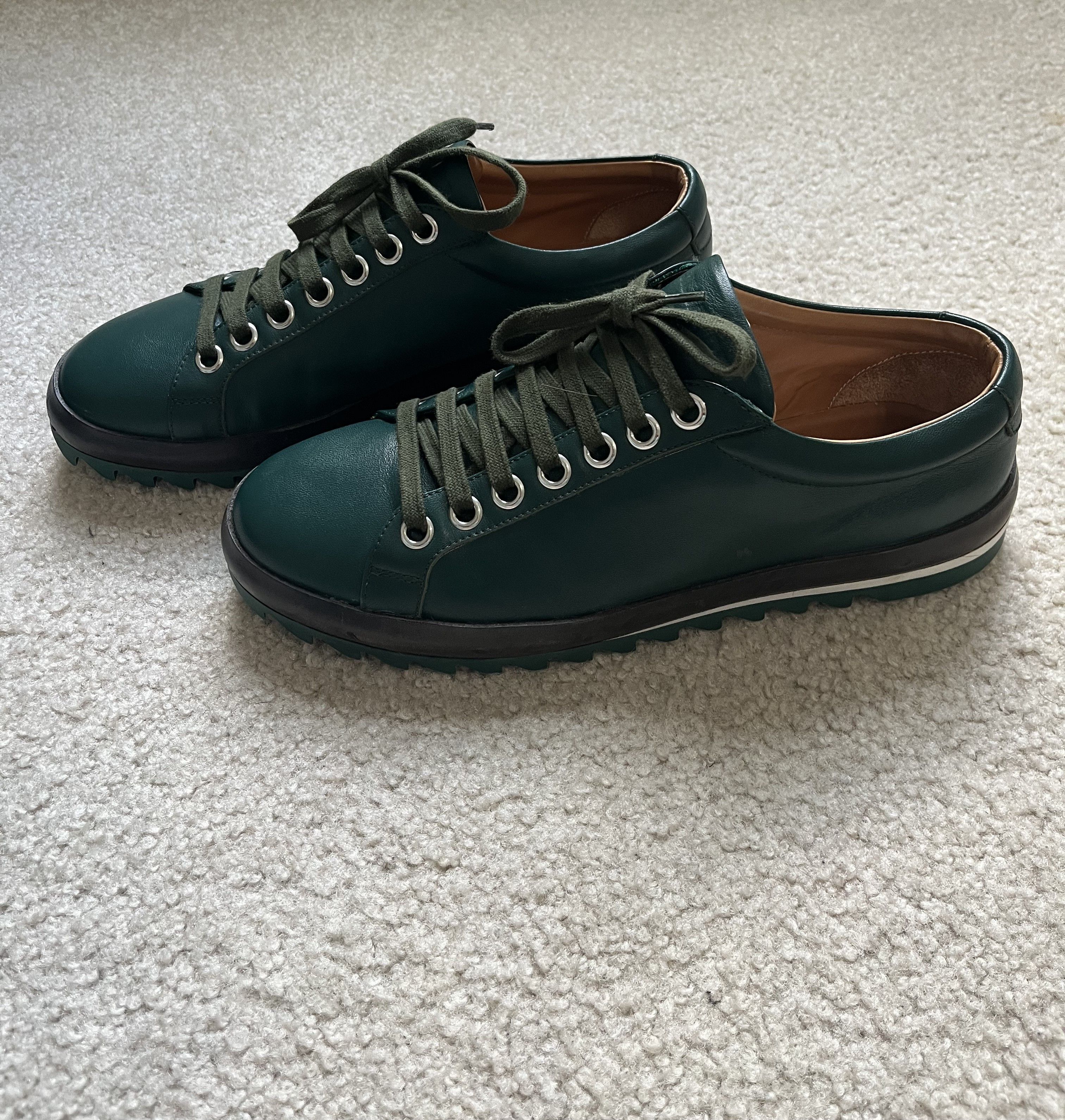 Jil Sander Jil Sander Forest Green Leather Platform Sneakers EU 41 Size US 8 / EU 41 - 3 Thumbnail