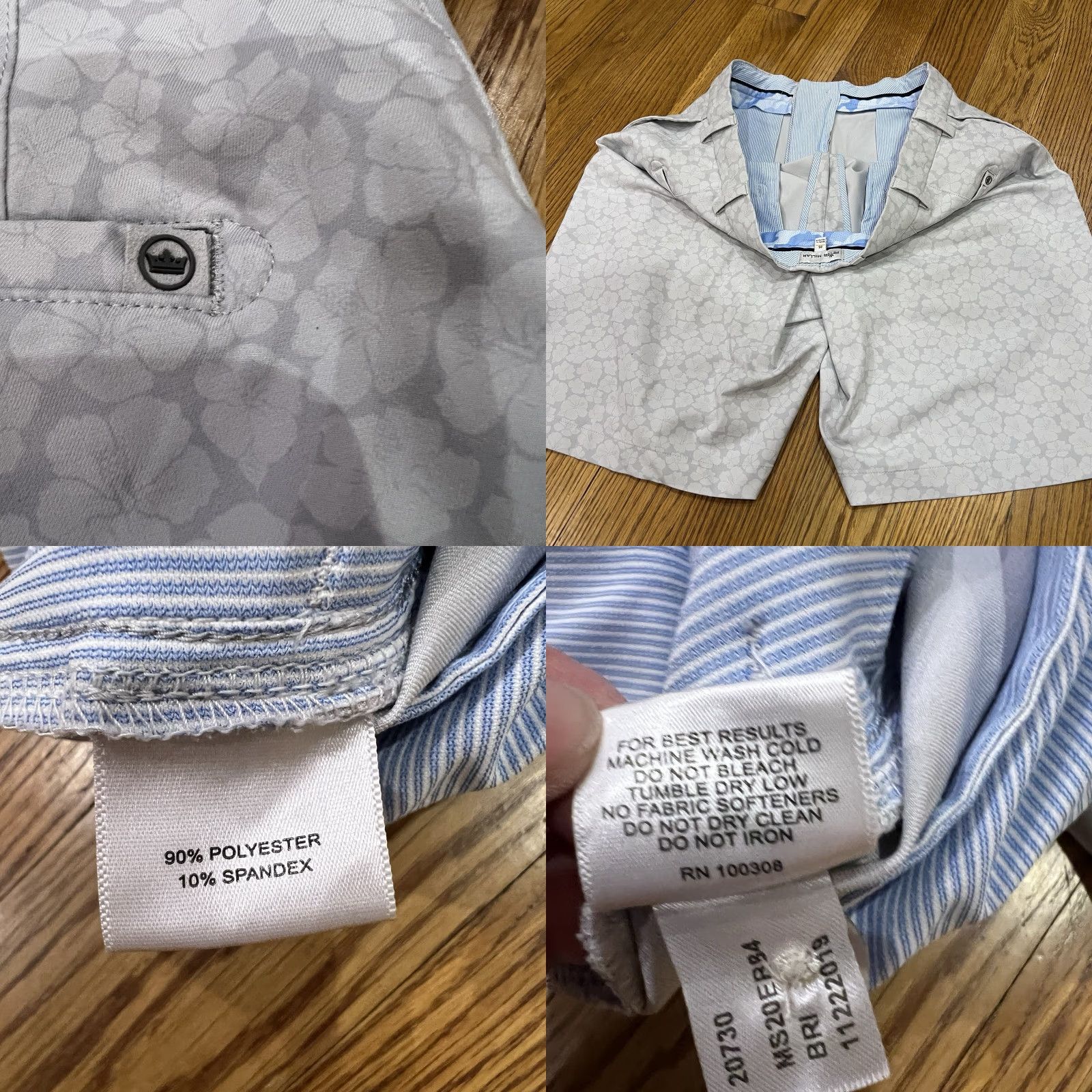 Peter Millar Peter Millar Mens Golf Shorts Floral AOP Pattern Gray White Size 35 Size US 35 - 8 Thumbnail