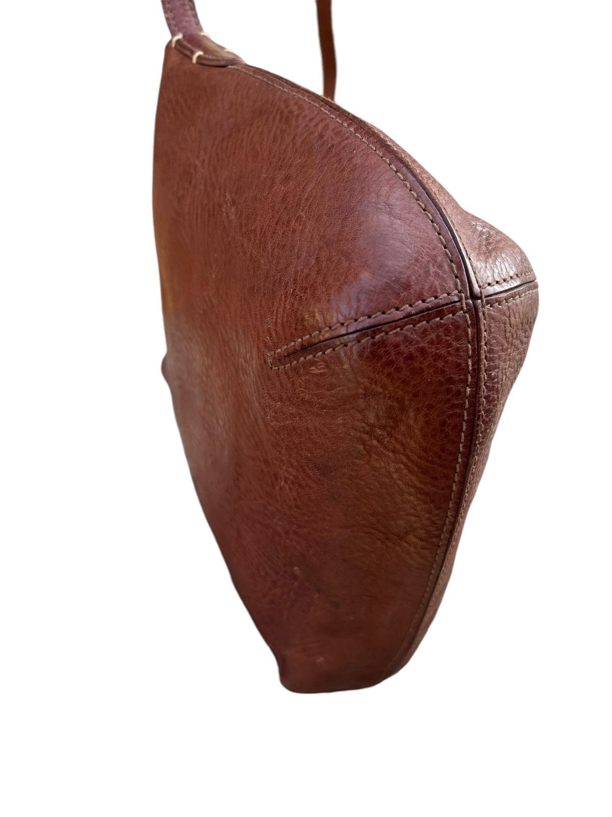 Leather Genten Japan Patina Brown Solid Leather Bag Sling Size ONE SIZE - 14 Thumbnail