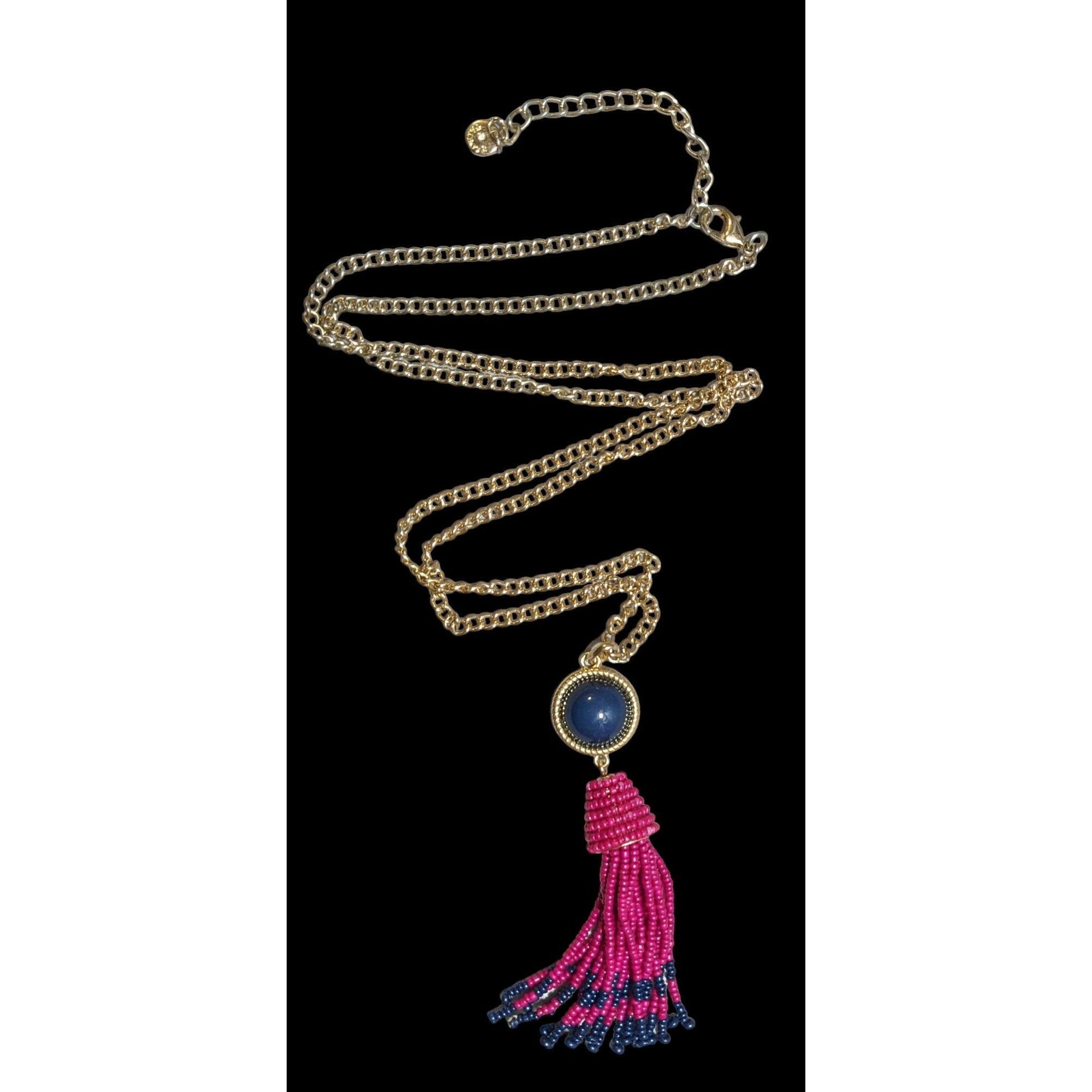 Talbots Talbots Pink And Blue Beaded Tassel Necklace Size ONE SIZE - 1 Thumbnail