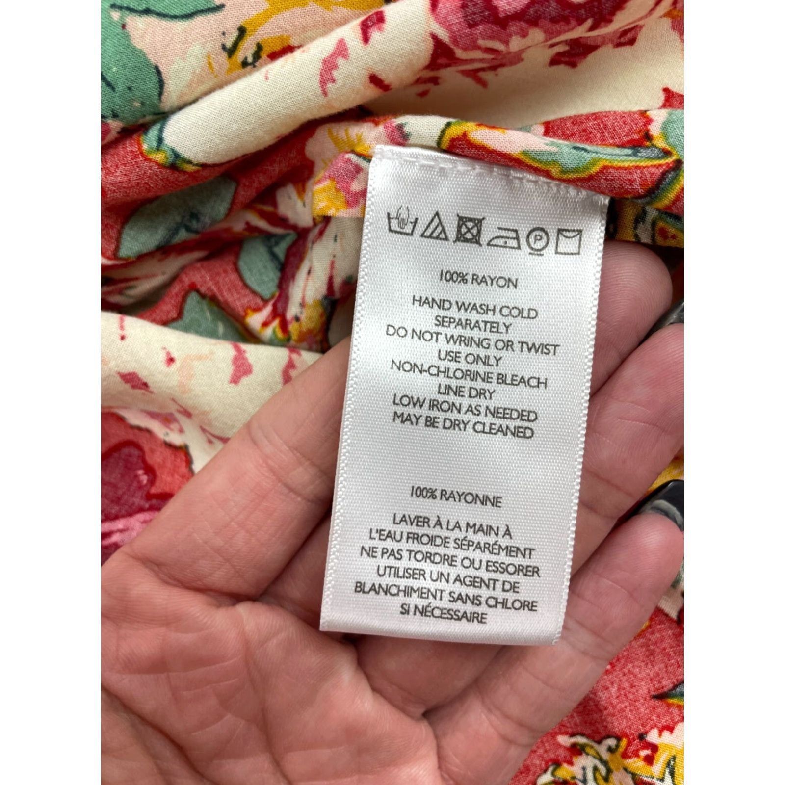 Vintage Maurices Dress Shirt Dress Women Small Red Floral Short Plunging Neck Size 28" / US 6 / IT 42 - 7 Thumbnail