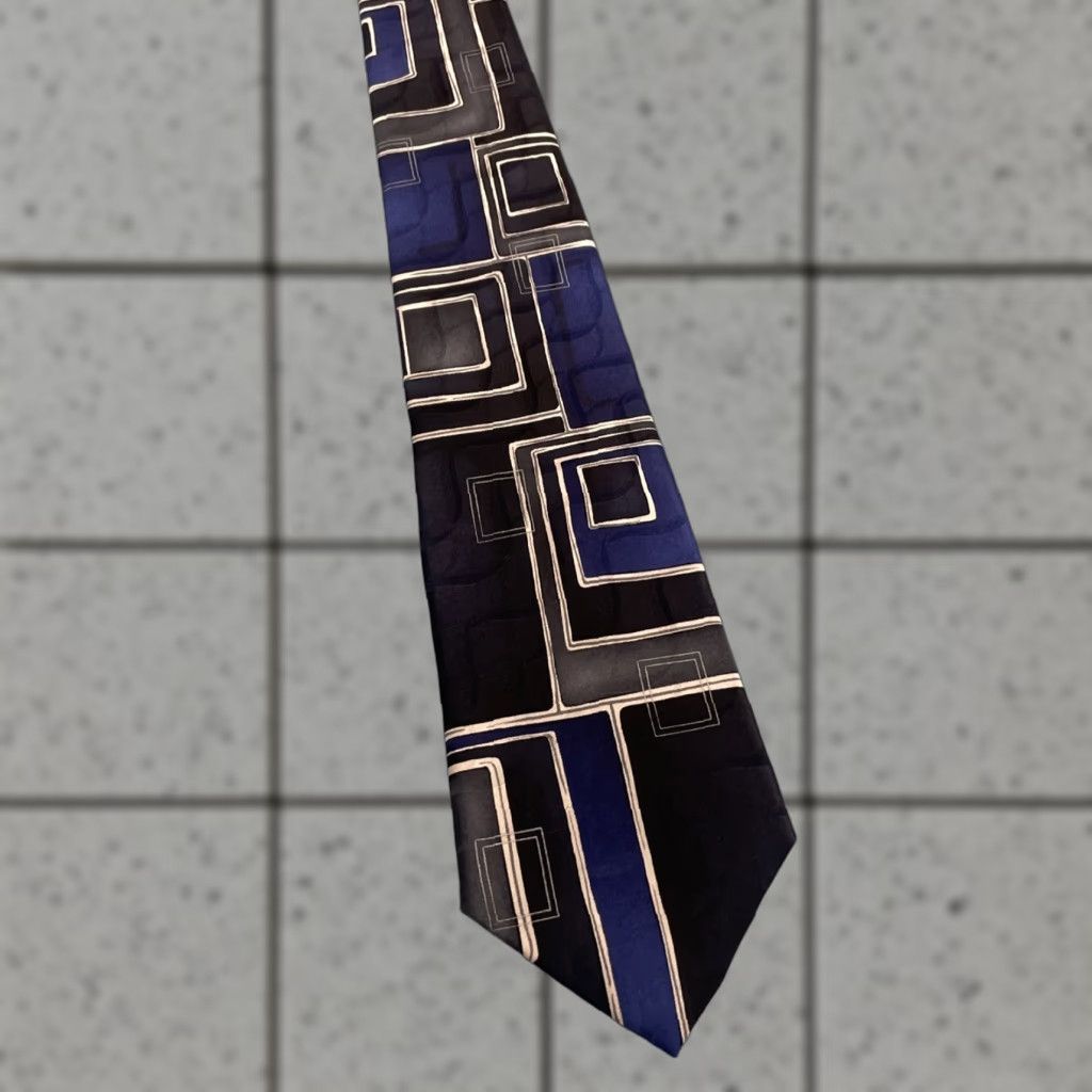 Arrow VINTAGE Arrow Blue Silk Tie Geometric Abstract Retro Mobster 90s Western 58 One Size Men Size ONE SIZE - 1 Thumbnail