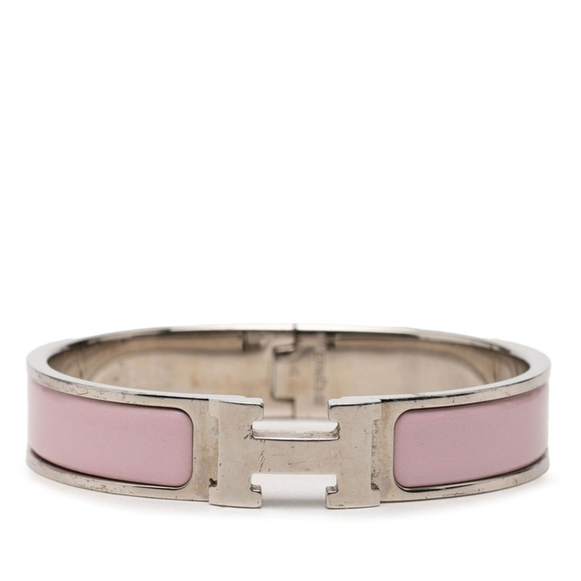 Hermes Hermes Click H PM Bracelet, Silver and Pink Metal Enamel, Women's. Size ONE SIZE - 1 Thumbnail