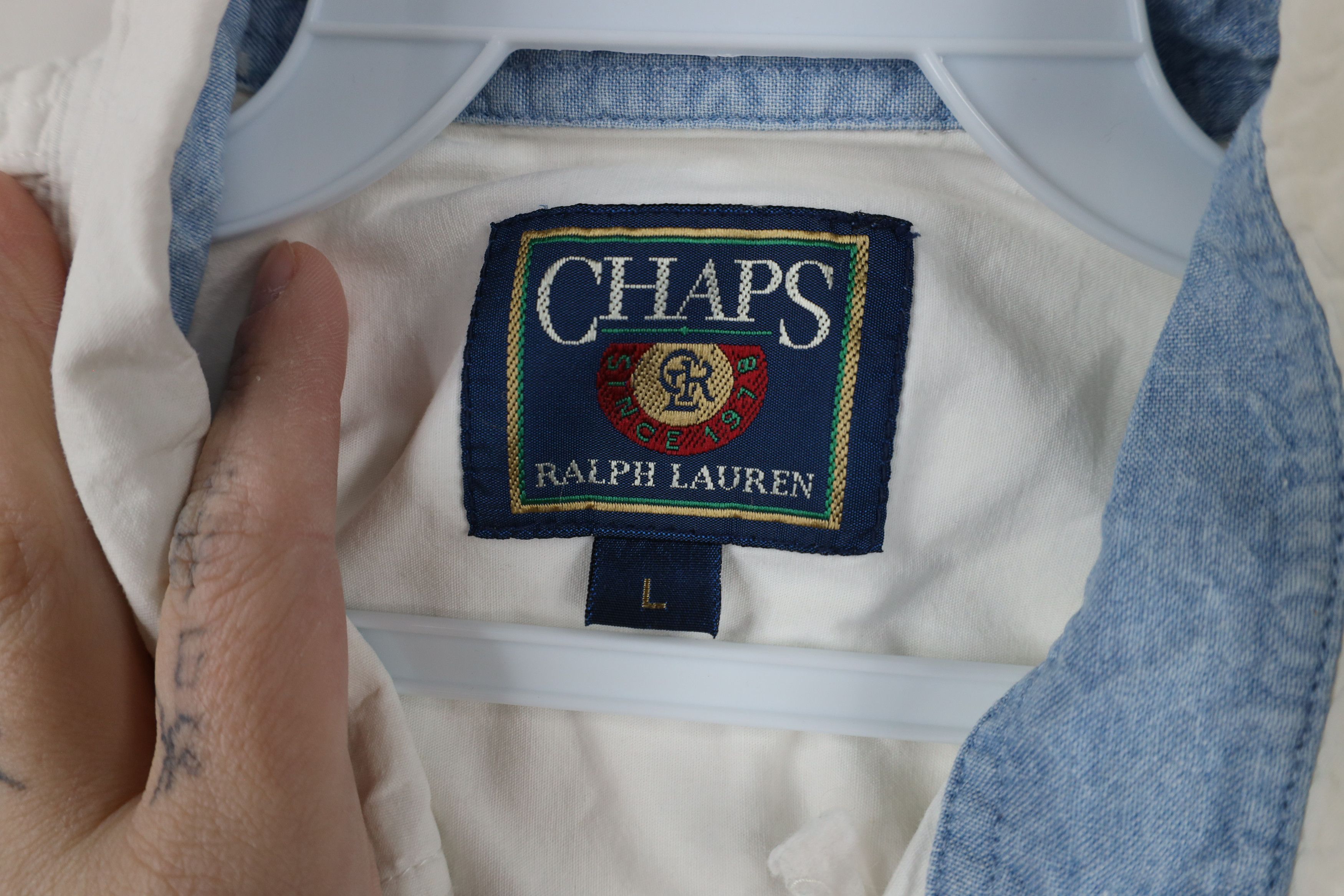 Ralph Lauren × Vintage Vintage 90s Chaps Ralph Lauren Short Sleeve Button Shirt Size US L / EU 52-54 / 3 - 11 Thumbnail