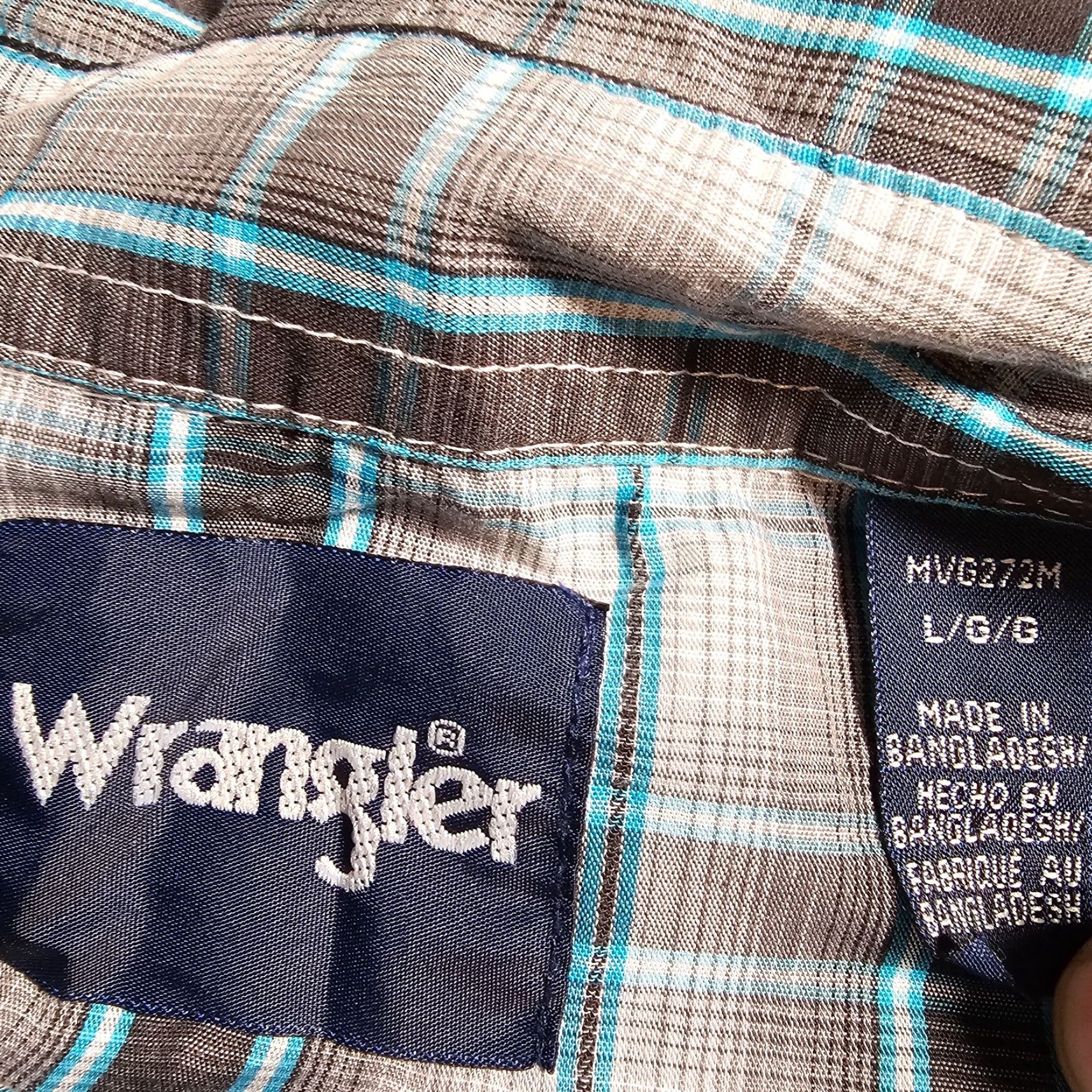 Wrangler Wrangler Button-Up Shirt Mens Large Gray Plaid Long Sleeve Western USA Snap Pearl Button Up Collared Shirt Western USA Button-Front Size US L / EU 52-54 / 3 - 2 Thumbnail