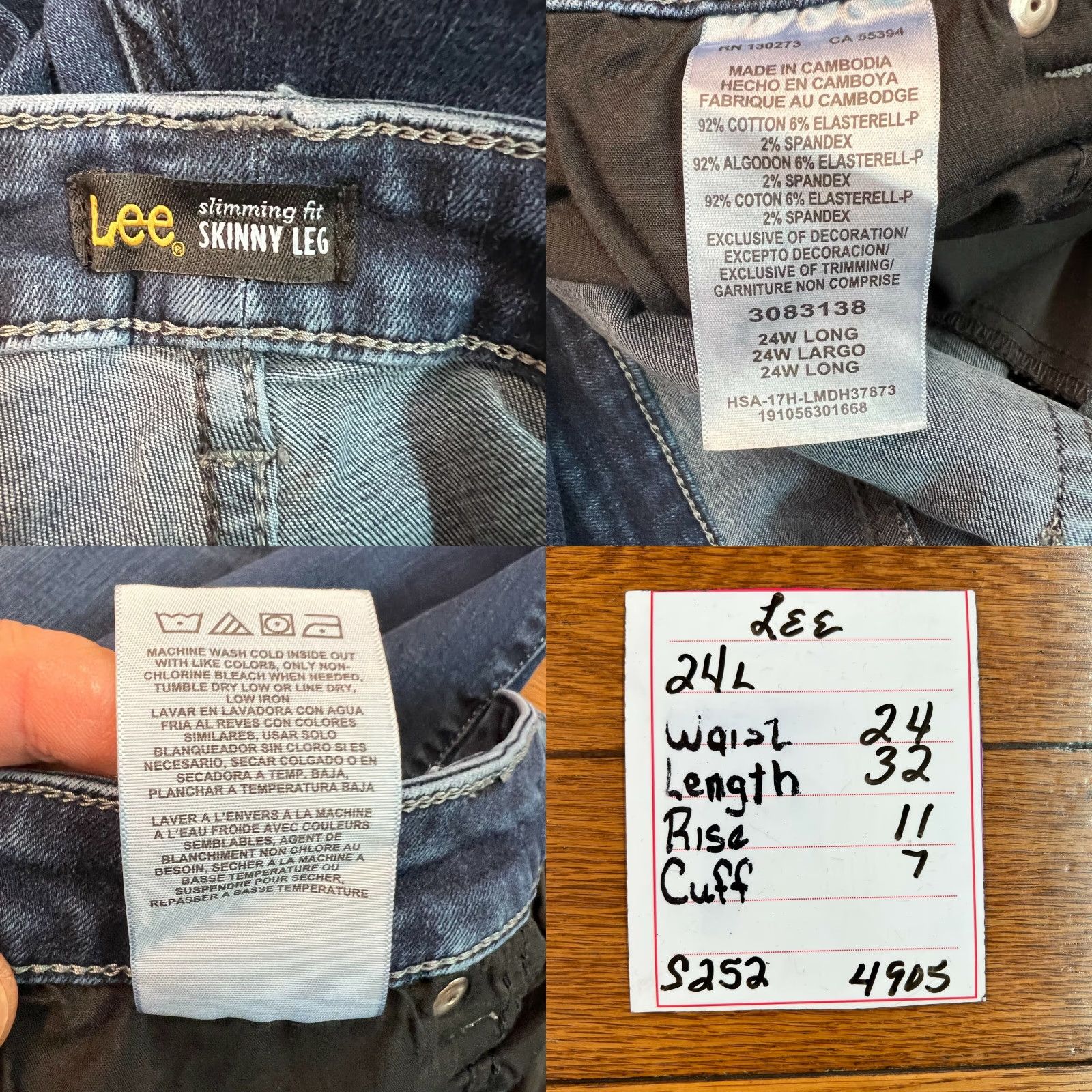 Lee Lee Plus Size 24W Slimming Fit Distressed Skinny Jeans Blue Denim 32 Inseam Womens Size 42" / US 20 - 8 Thumbnail