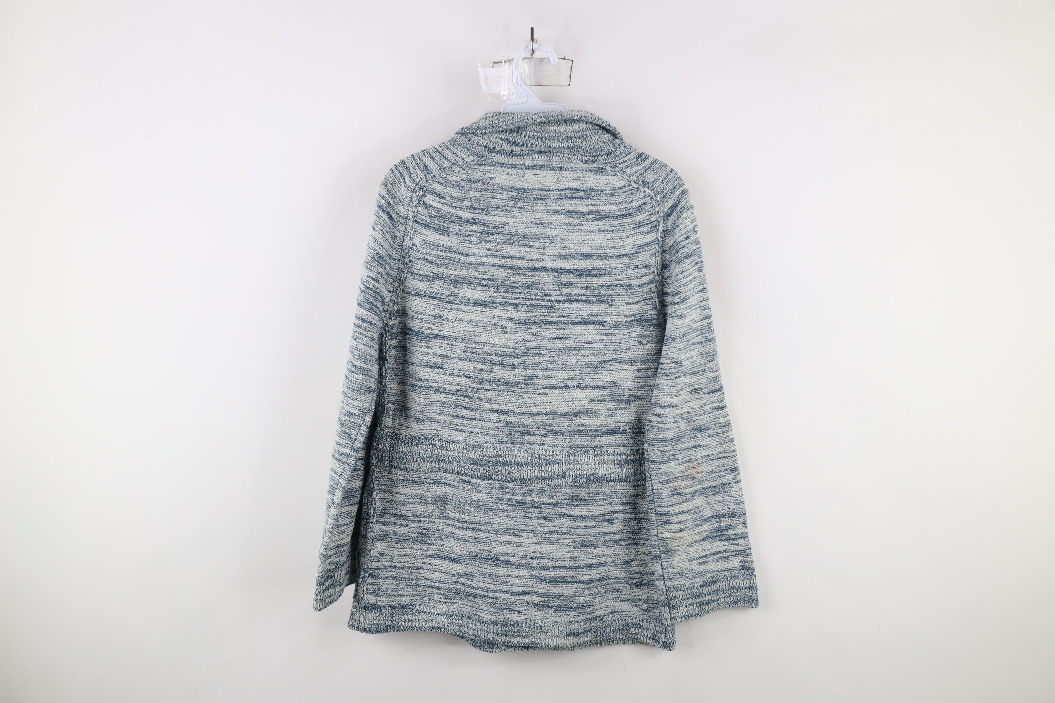 Vintage Vintage 70s Streetwear Knit Collared Cardigan Sweater Blue Size L / US 10 / IT 46 - 7 Thumbnail