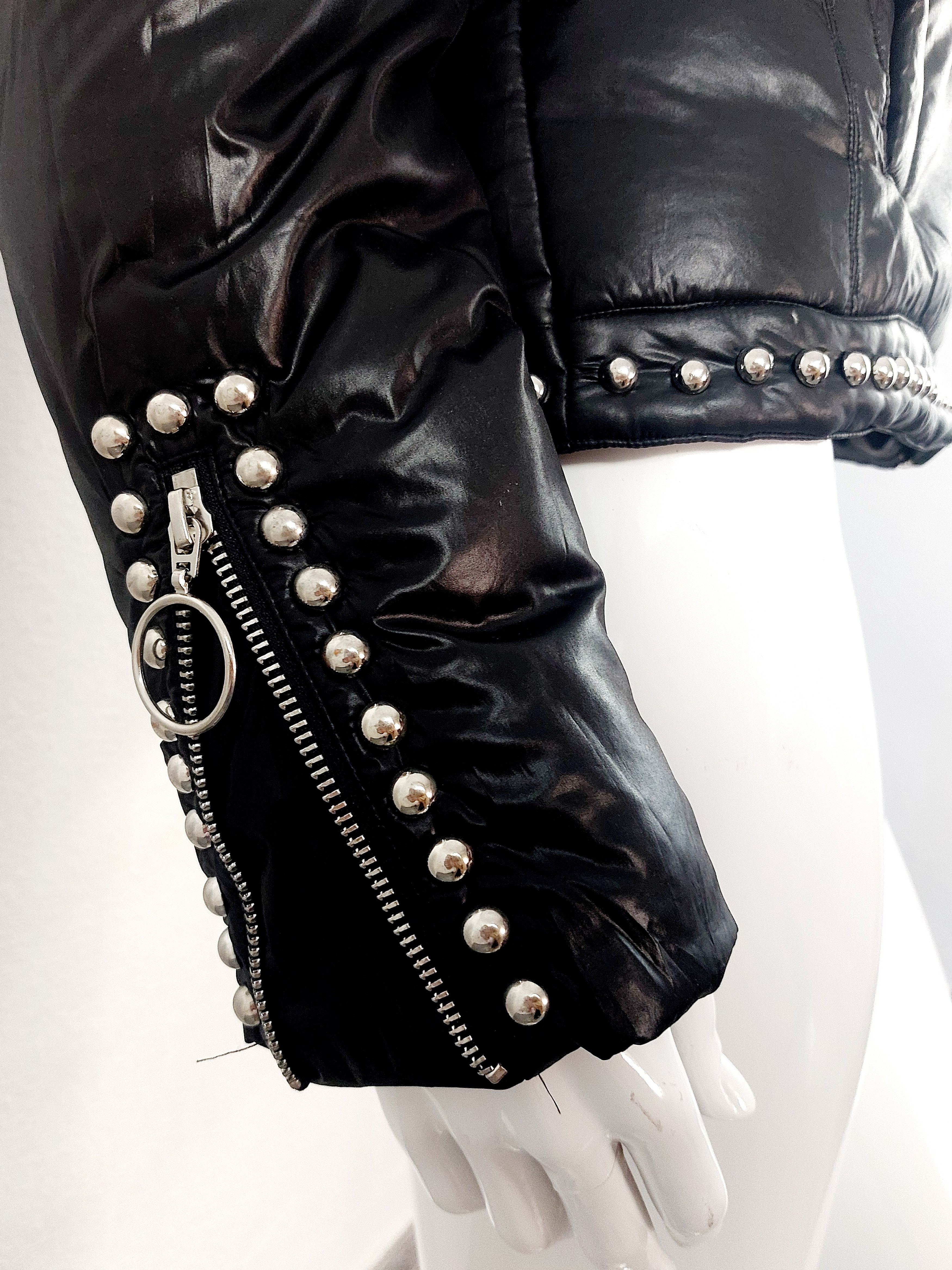 Moschino Moschino Rivet Studded Down Moto Jacket Coat Size M / US 6-8 / IT 42-44 - 13 Thumbnail